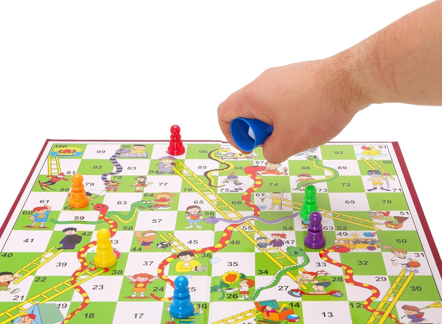 Toyland&reg; 9 Piece Snakes & Ladders Game with Foldable Board & Storage Box - Traditional Family Board Games - Ages 3+ image number 1