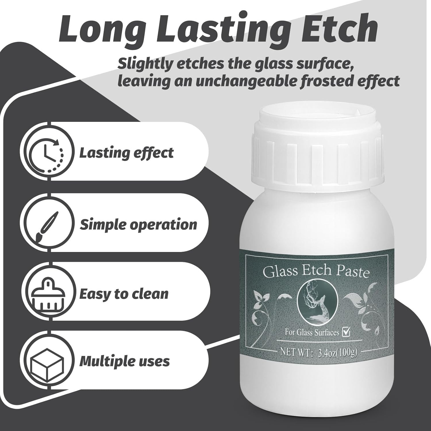 3.5 Oz Glass Etch Paste, Create Beautiful Art in Minutes, Personalize Your Craft on Glass Surfaces (100G) image number 5
