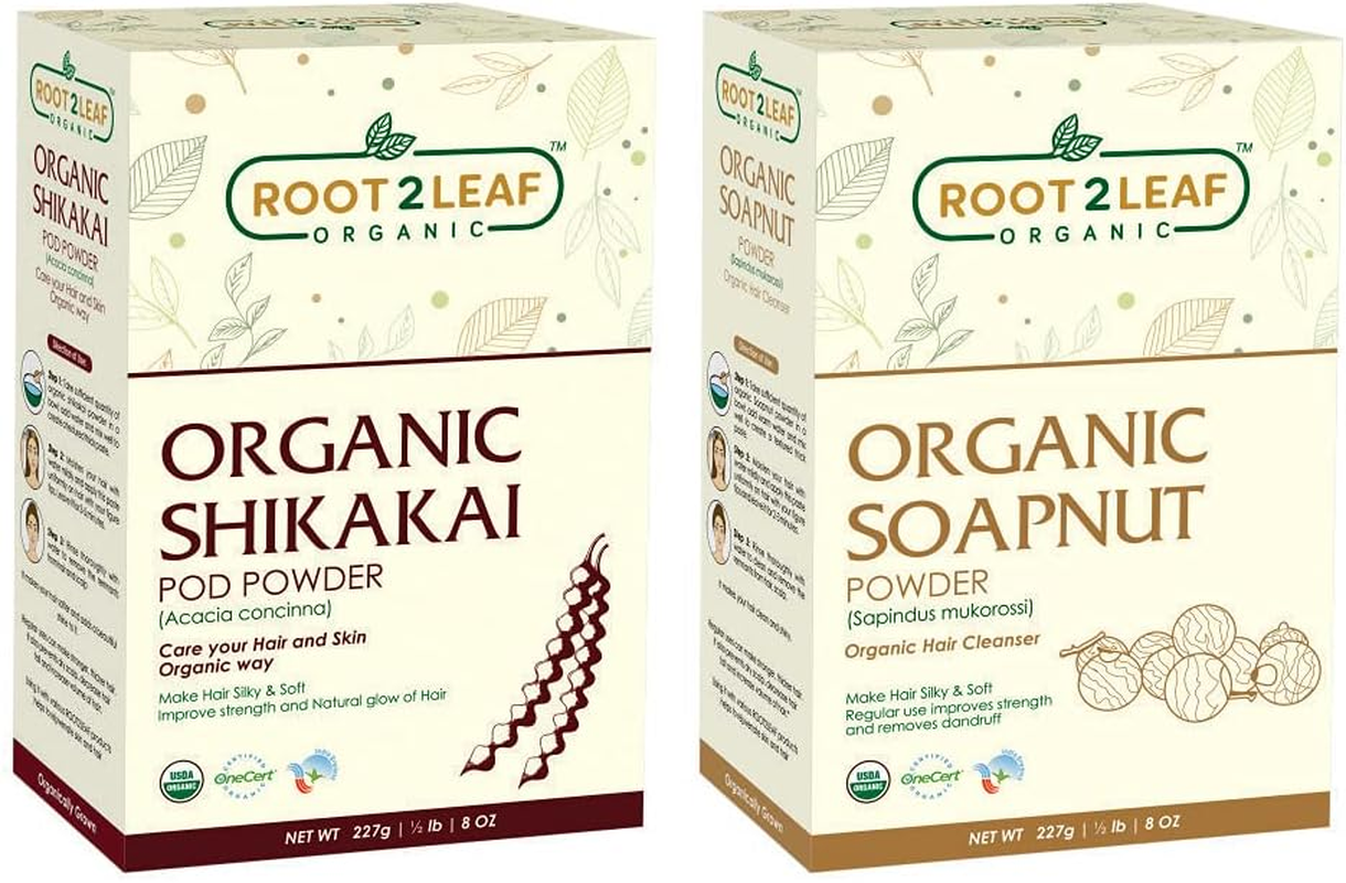 Root2Leaf Organic Pack of 2 Soapnut & Shikakai Powder for Natural Hair Color and Repairs Damage Hair for Men and Women (227 Gms) image number 2