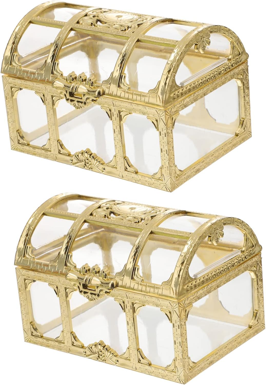 2Pcs Plastic Treasure Chest Jewelry Box Crystal Compartment Storage Organizer Pirate Treasure Box