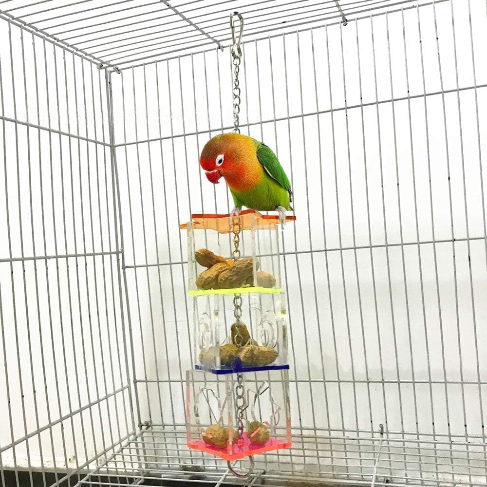 Multilayer Bird Parrot Forage Box, 1Pc Creative Hanging Chickens Parrot Bird Forage Box, Hanging Treat Foraging Toy Transparent Acrylic Food Holder image number 3