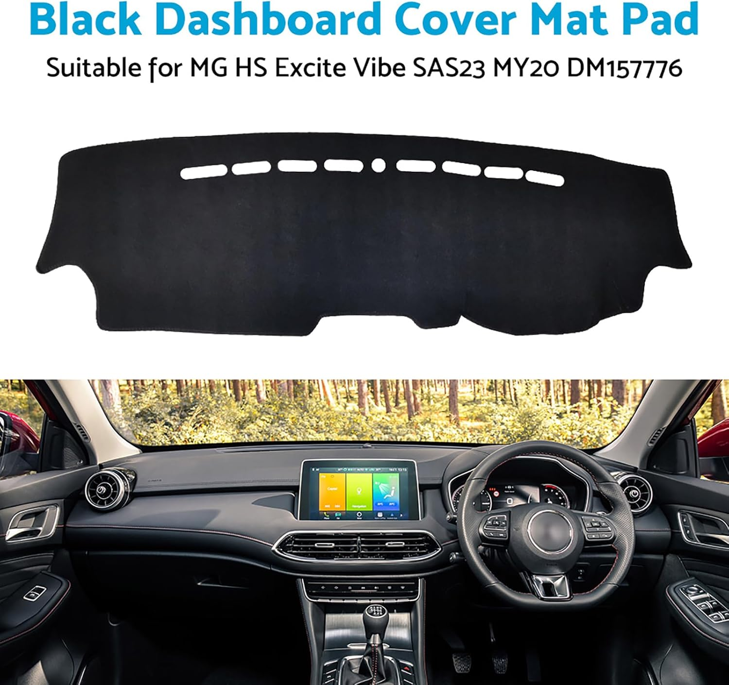 Dash Mat Dashboard Sun Cover Pad Non-Slip Mats Compatible with MG HS Excite Vibe SAS23 12/2019-2020 MY20 DM1577 image number 2