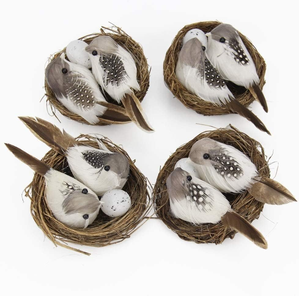 1Set Simulation Bird Nest with Bird and Eggs Decor,Fake Foam Feather Birds,Artificial Birds,For DIY Craft Tree Decoration Artificial Plants and Flowers,Home Decor image number 6