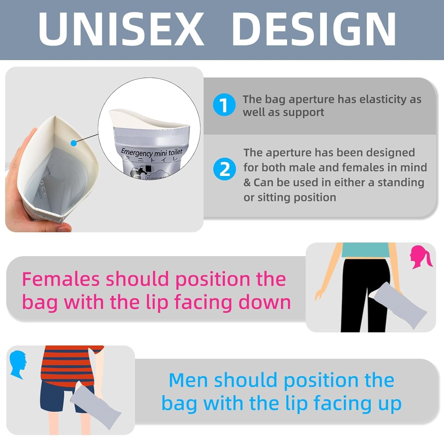 700Ml Disposable Travel Toilet Bag &ndash; No-Spill with Solidifier Gel for Cars Utes & Caravans &ndash; Unisex Leak-Proof Emergency Urinal for Adults & Children &ndash; 6-Pack image number 5