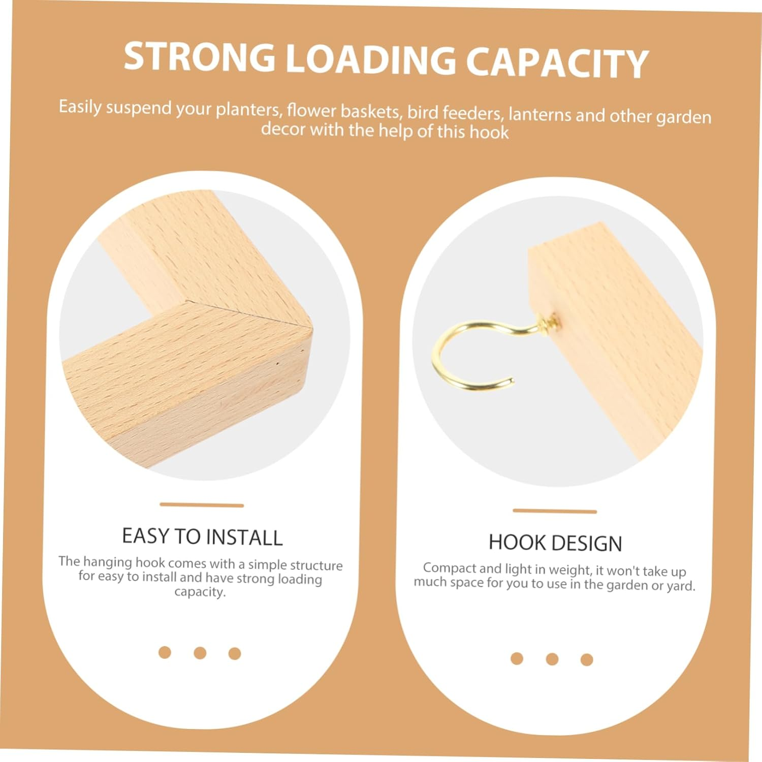 ABOOFAN Beech Wood Hook Wall Mounted Hanging Plant Bracket for Flower Pot Outdoor Patio Decor Gardening Planter Hook Supply image number 2