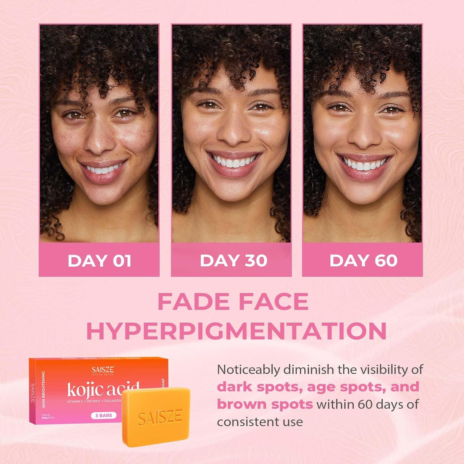 Kojic Acid Soap Bar, Turmeric Soap Bar, Fresh Citrus Scent, Gentle for Face and Body with Vitamin C, Shea Butter, Olive Oil, Collagen