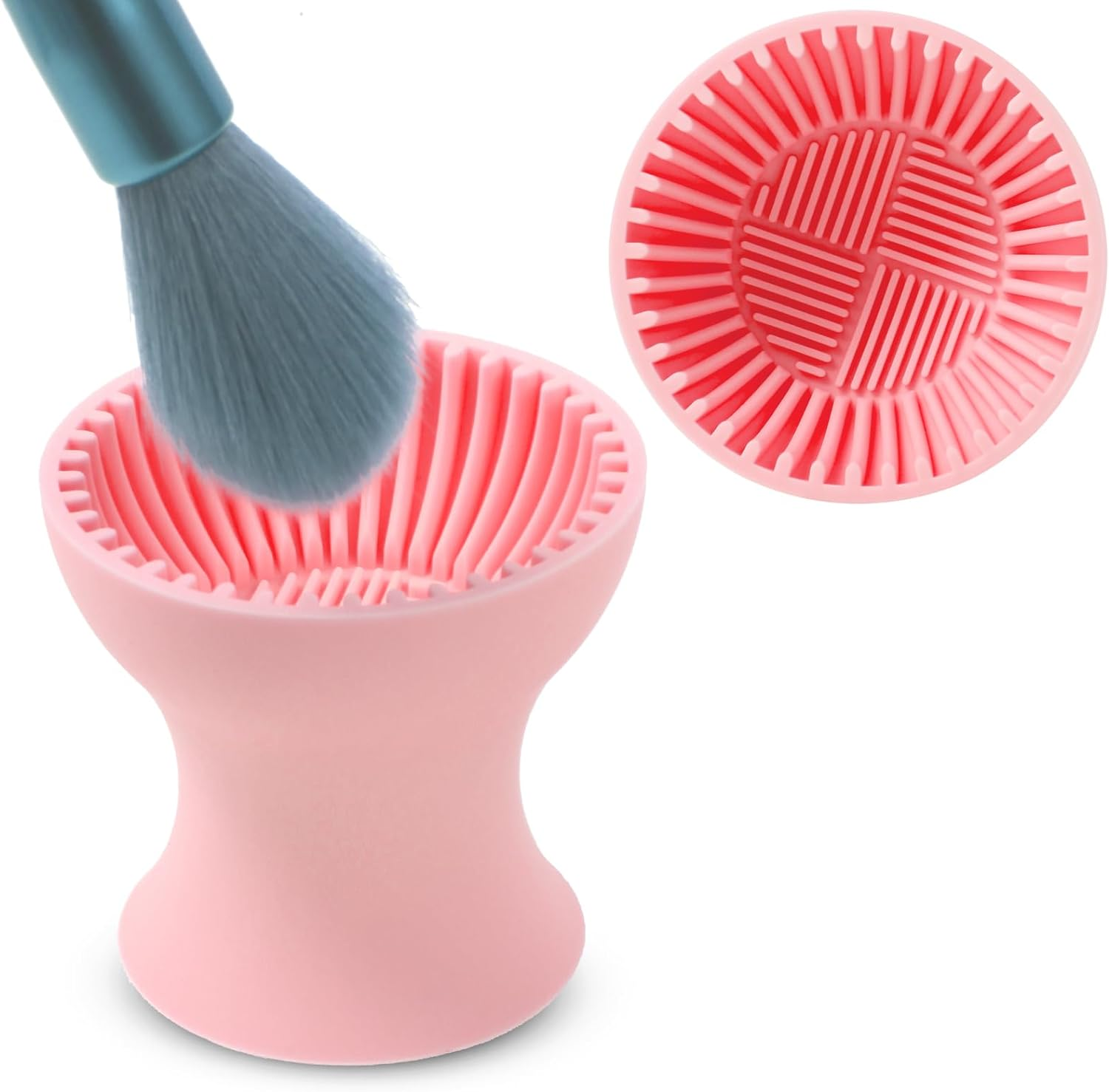 Makeup Brush Cleaner Mat，Silicone Make up Cleaning Brush Scrubber Bowl Portable Washing Tool Cosmetic Brush Cleaners for Gir，Easy Clean