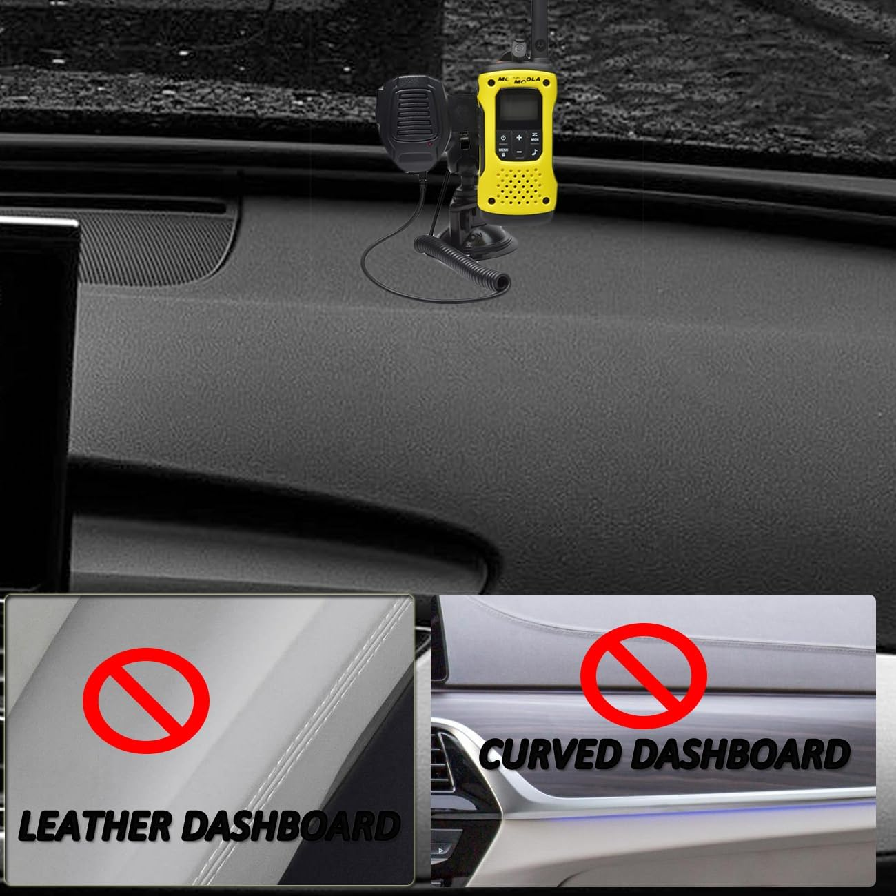 HYS Car Suction Cup - Dashboard and Windshield Walkie Talkie Belt Clip Mount for Car Holder Mount/Mic Holder for Anytone Baofeng Icom Kenwood Yaesu Wouxon Amateur Radio HT &Speaker Microphone image number 6