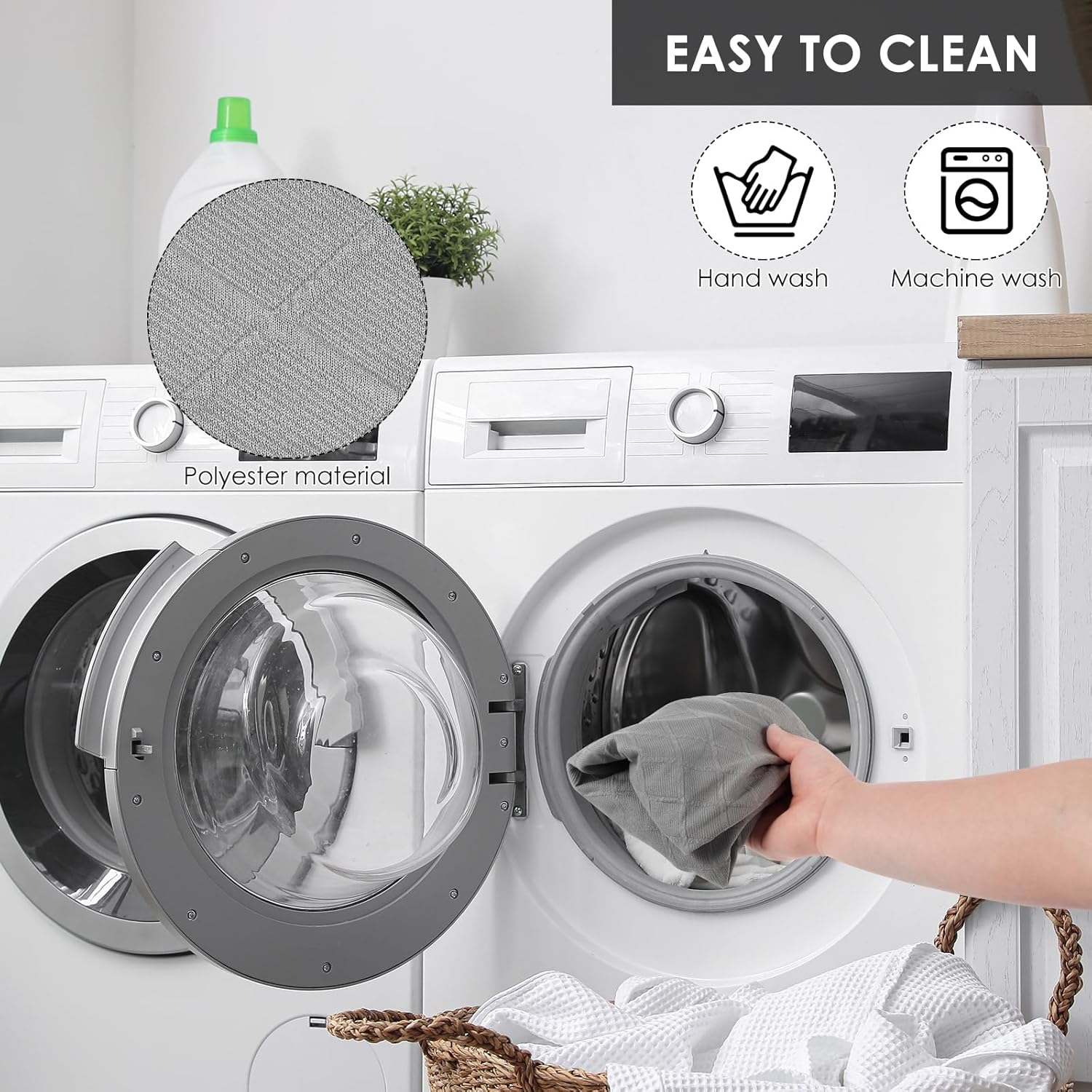 4PCS Dining Room Chair Covers, Minimalist Shell Chair Slipcovers, Elastic round Back Seat Covers, Easy to Install Arm-Less Seat Slipcover Ideal for Living Room Kitchen(Grey) - Navy image number 5