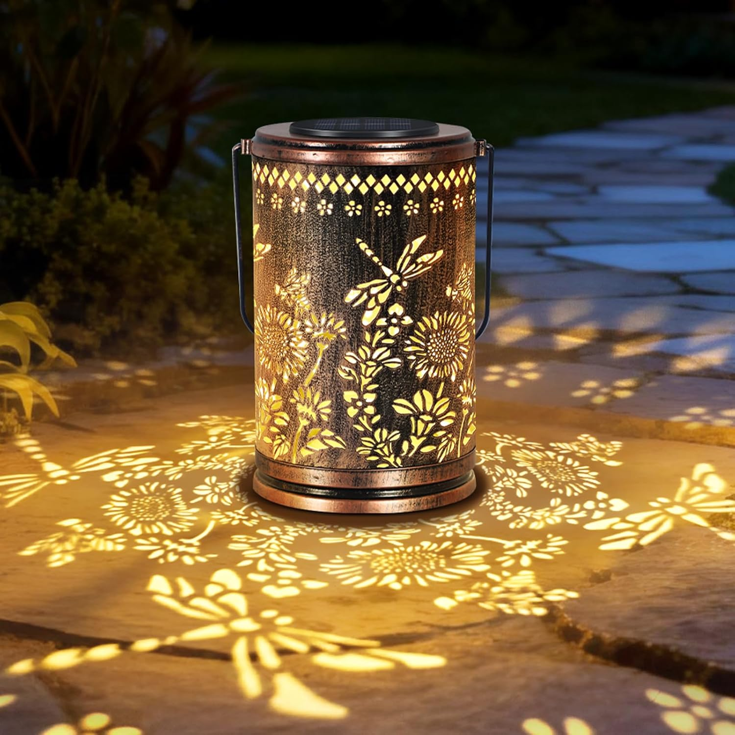 OUTONLIFE Dragonfly Solar Lanterns Outdoor Waterproof, Metal Hanging Solar Lights for outside Garden, Yard, Patio, Backyard, Porch Decor, Birthday Gifts for Women Mom Grandma image number 3