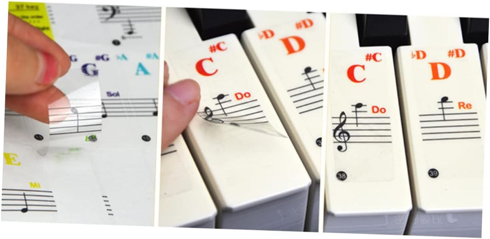 4 Sets Piano Replacement Piano Stickers for Beginners Piano Chord Stickers Electronic Keyboard Sticker Keyboard Letter Stickers Electronic Organ Sticker Hand Roll Staff Child