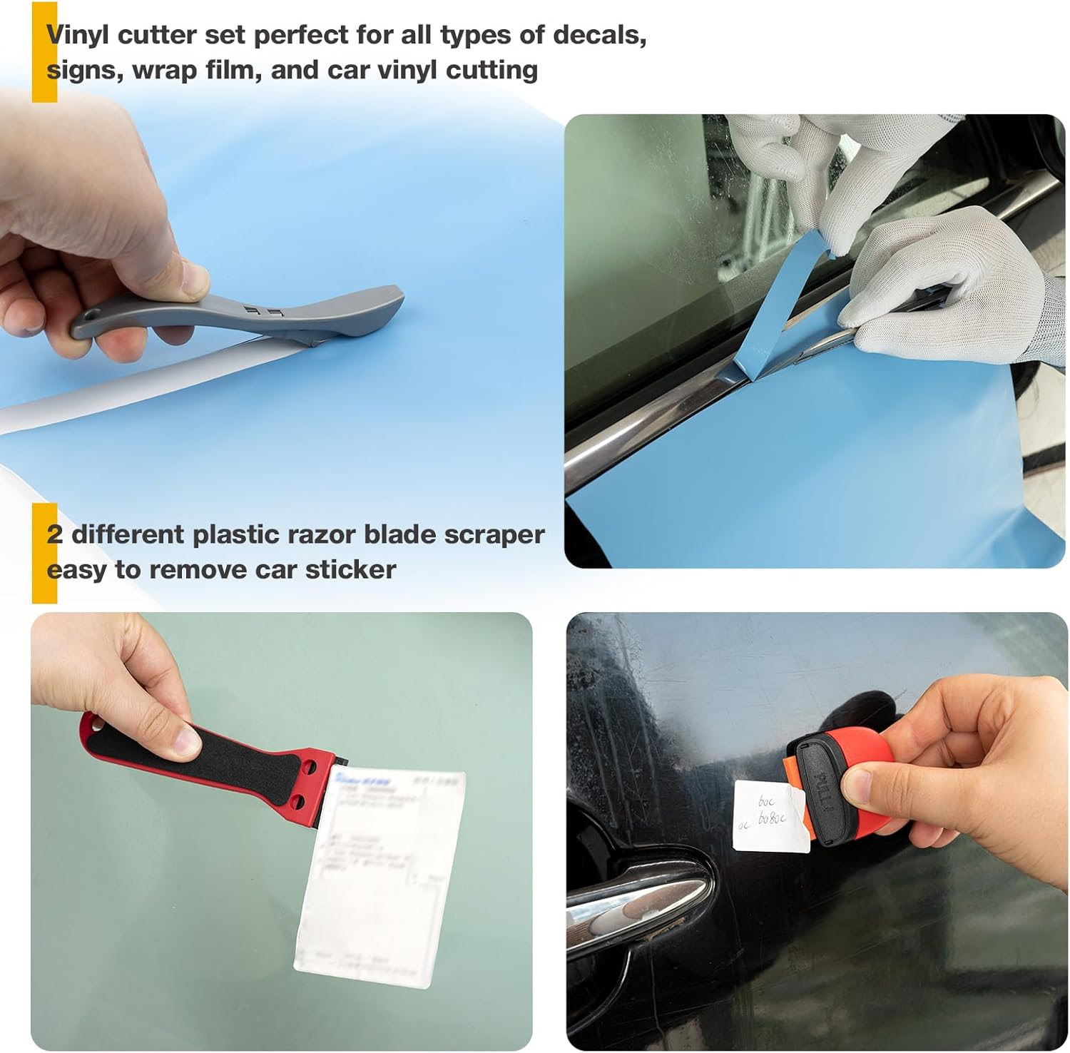 Gomake Vinyl Wrap Tool Kit Car Wrap Kit Window Tint Tools for Car Wrapping Installation, Include Heat Gun, Vinyl Squeegee,Micro Wrap Stick Squeegee, Film Cutter, Magnet Holder, Plastic Scraper image number 4