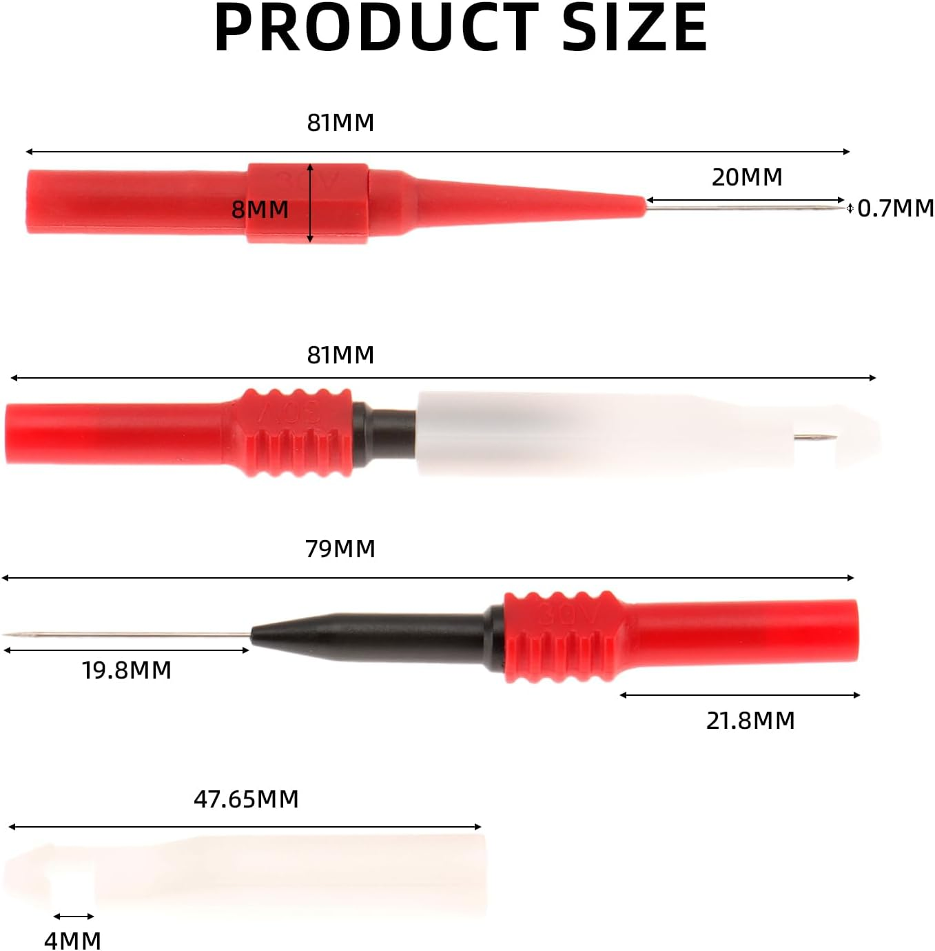 DIANN 19Pcs Back Probe Kit Insulation Wire Piercing Probe Kit 0.7Mm Back Probe Pin Multimeter Test Probe Pin for Automotive Home Boat Air Conditioner image number 4