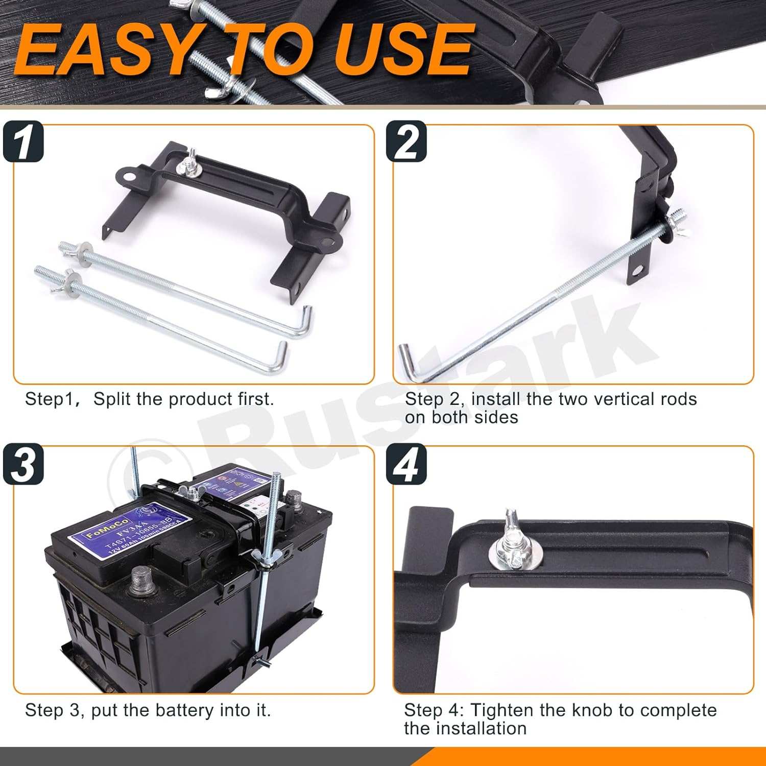 10.6&rdquo;/27Cm Adjustable Battery Hold down Kit Universal Car Battery Holder Universal Crossbar with J Bolt Battery Hold down Bracket for Cars Suvs image number 4