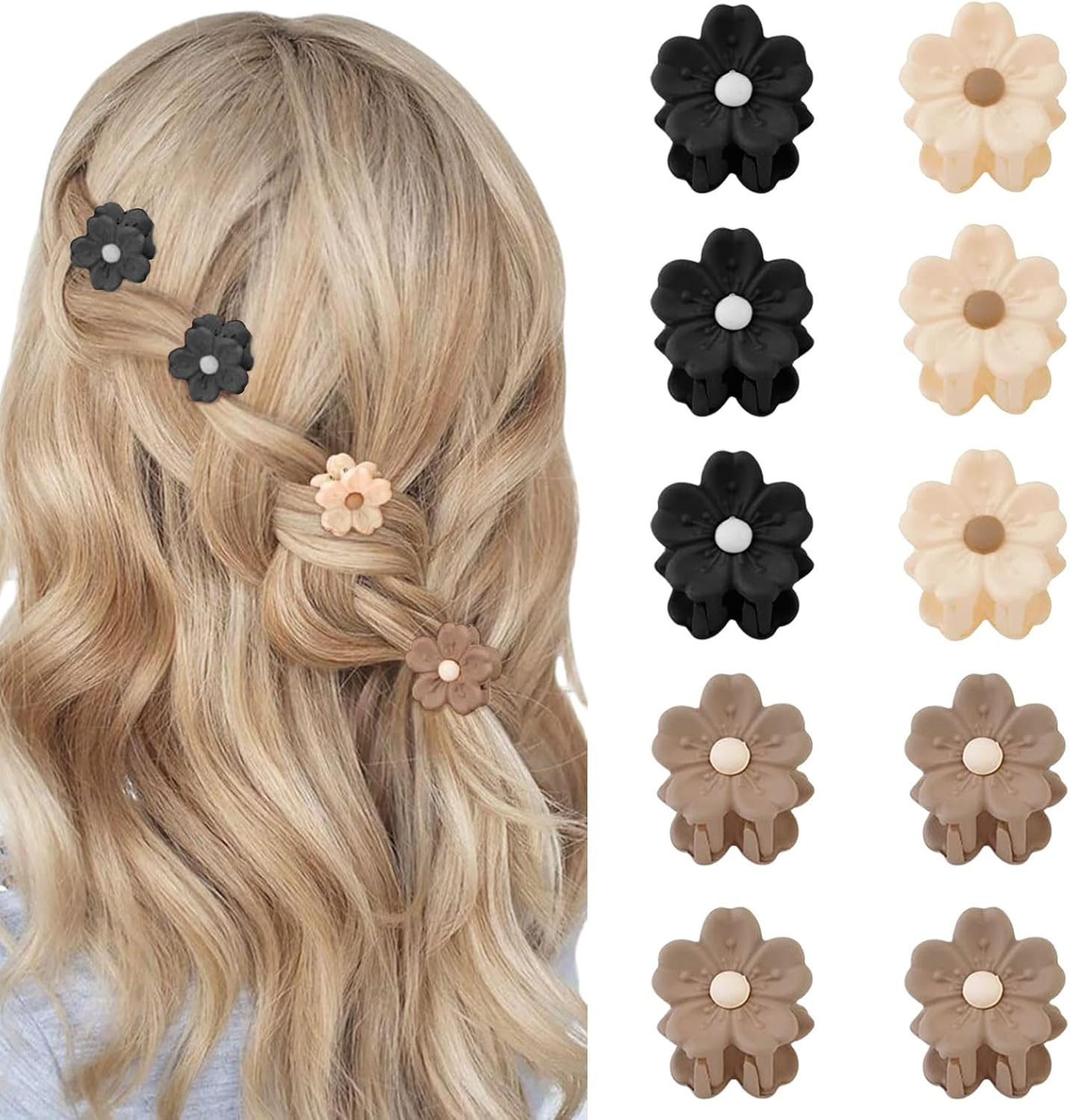 Lunarcharm 10 Pieces Small Flower Daisy Hair Clips for Women Girls Mini Hair Clips Hair Clips with Strong Hold Cute Hair Accessories image number 4