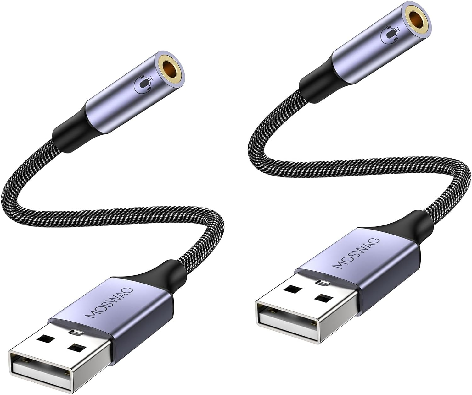 MOSWAG USB to 3.5Mm Jack Audio Adapter, USBA to Aux Cable with TRRS 4-Pole Mic-Supported USB to Headphone AUX Adapter External Sound Card for PC PS4 PS5 and More