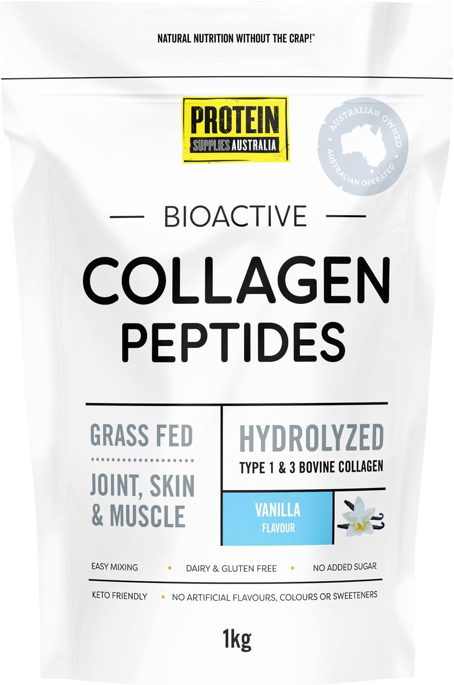 Protein Supplies Australia Collagen Peptides 1Kg - Vanilla