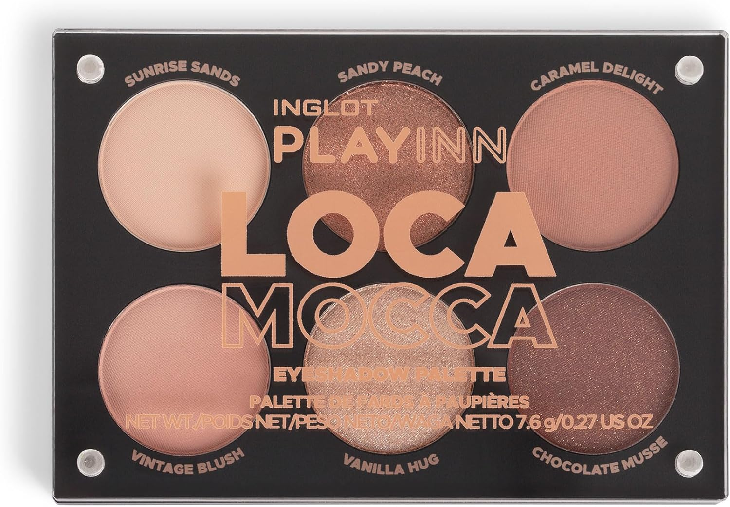 Inglot Playinn Loca Mocca Eyeshadow Palette | Matte and Shimmer Eyeshadow | Classic Brown and Beige Mix | Universal Colours | Eyeshadow Palette | 8G