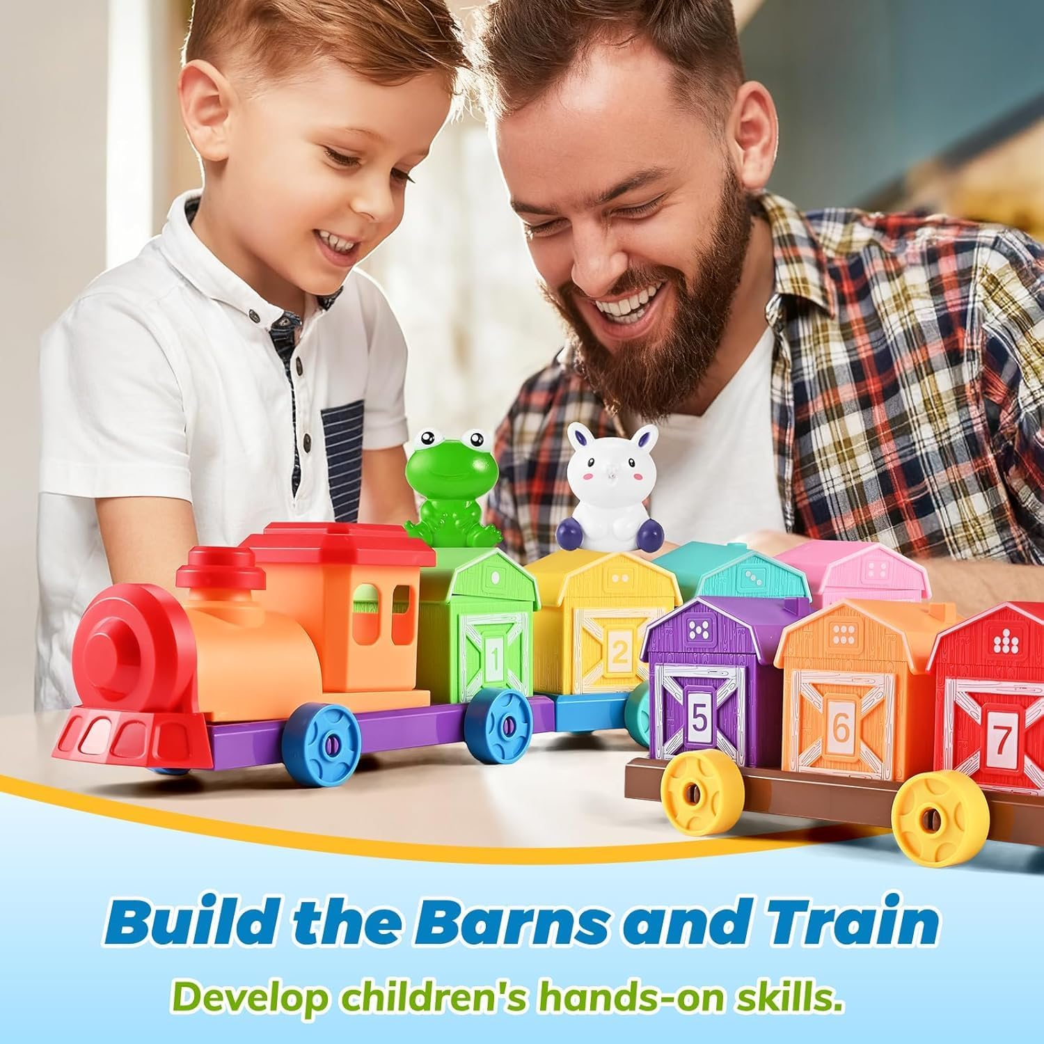 Montessori Farm Animal Learning Toys for Toddlers 1-3, Counting, Matching & Sorting Montessori Learning Farm Train,Color Sorting, Matching Game, (Upgraded Version) - Regular Version image number 6