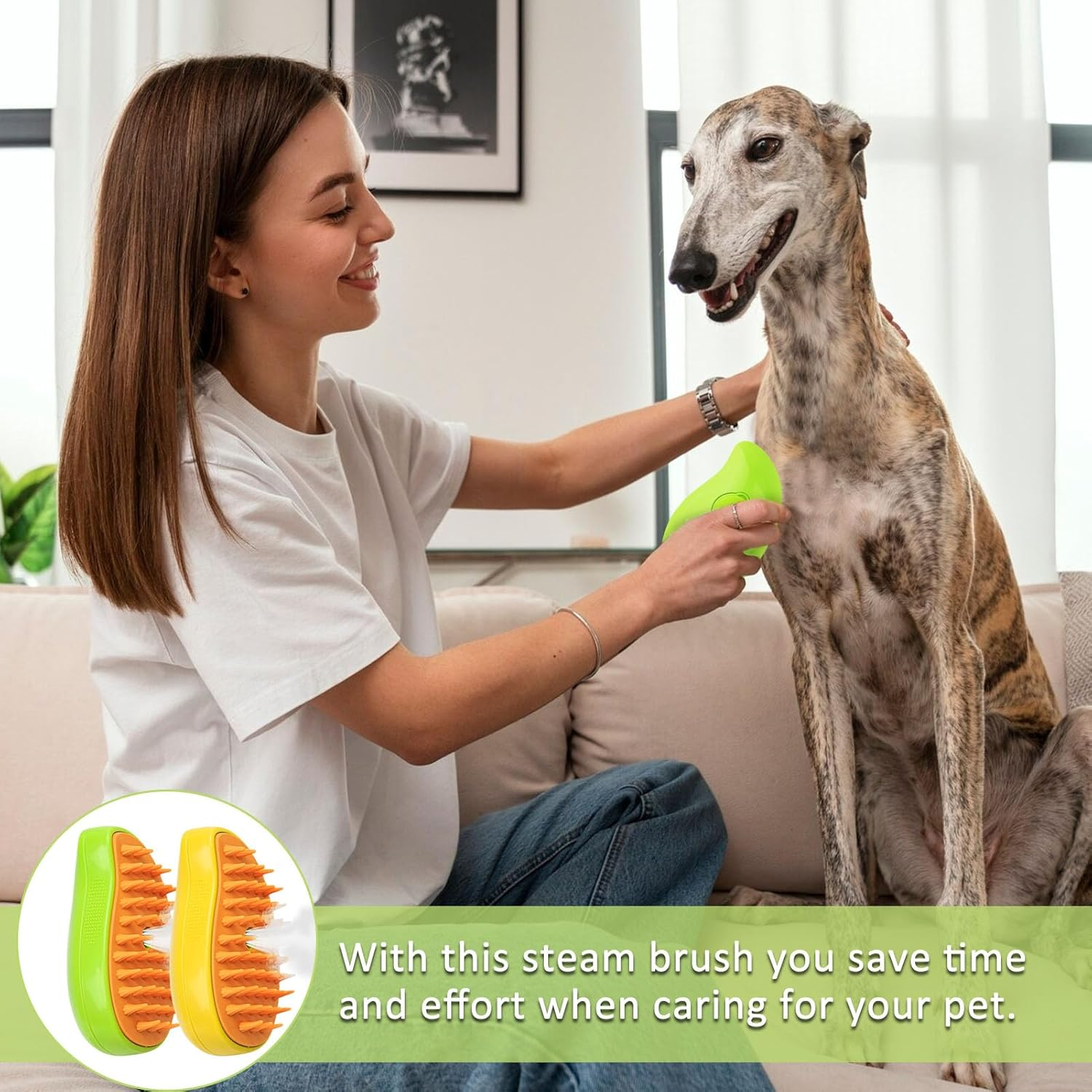 Pack of 2 Cat Steamy Brush, 3-In-1 Cat Brush with Steam Pet Brush Self Cleaning Steamy Cat Brush Self-Cleaning Steaming Cat Brush Steam Brush Cat for Cats Dogs Massage (B)