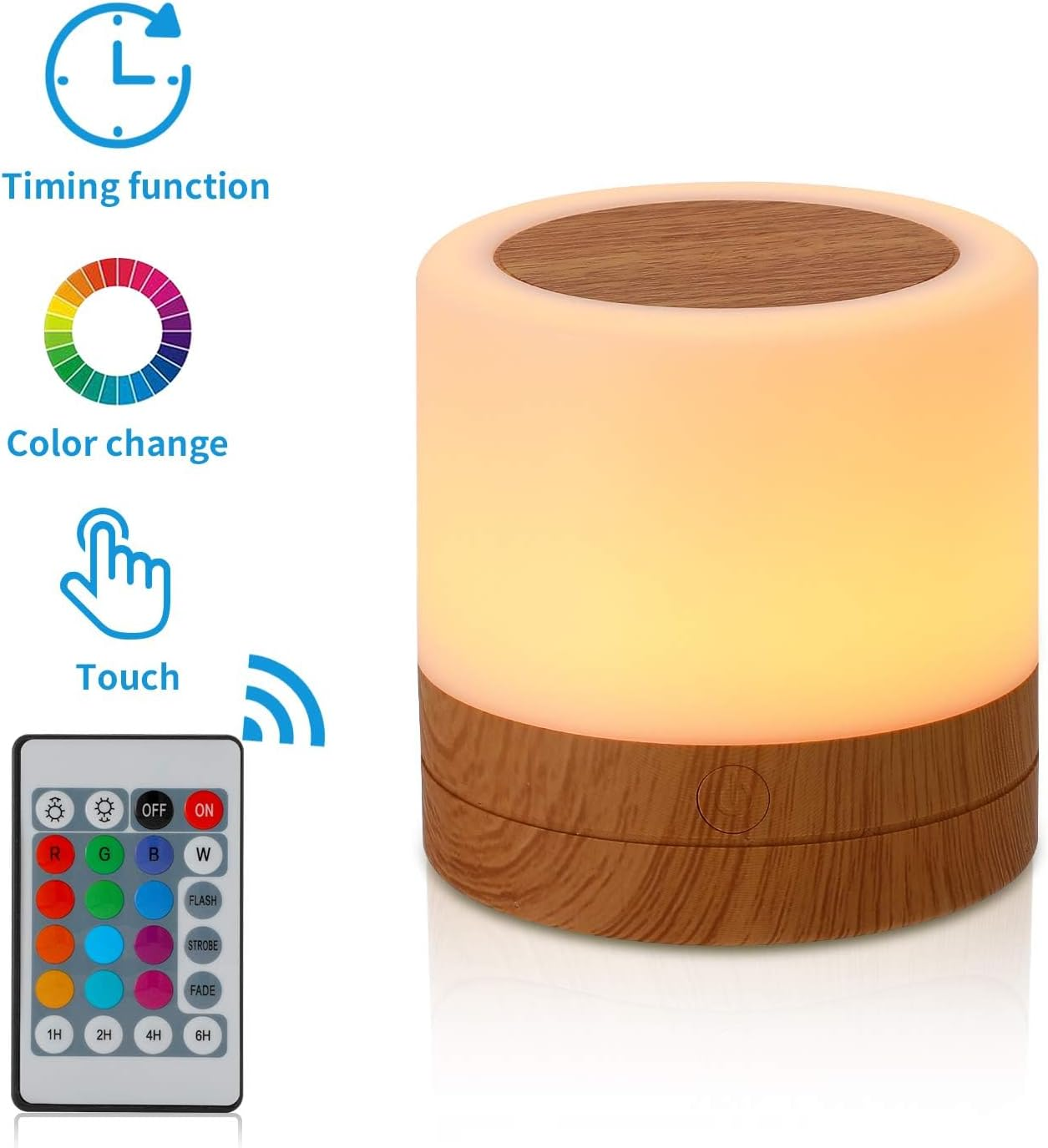 Children'S Room Night Light, USB Rechargeable Small Desk Lamp, 7Colors and 4 Brightness Options, Touch Sensitive Bedside Cordless Desk Lamp, Portable Bedroom and Living Room Night Light (2-Pack,Brown) image number 2