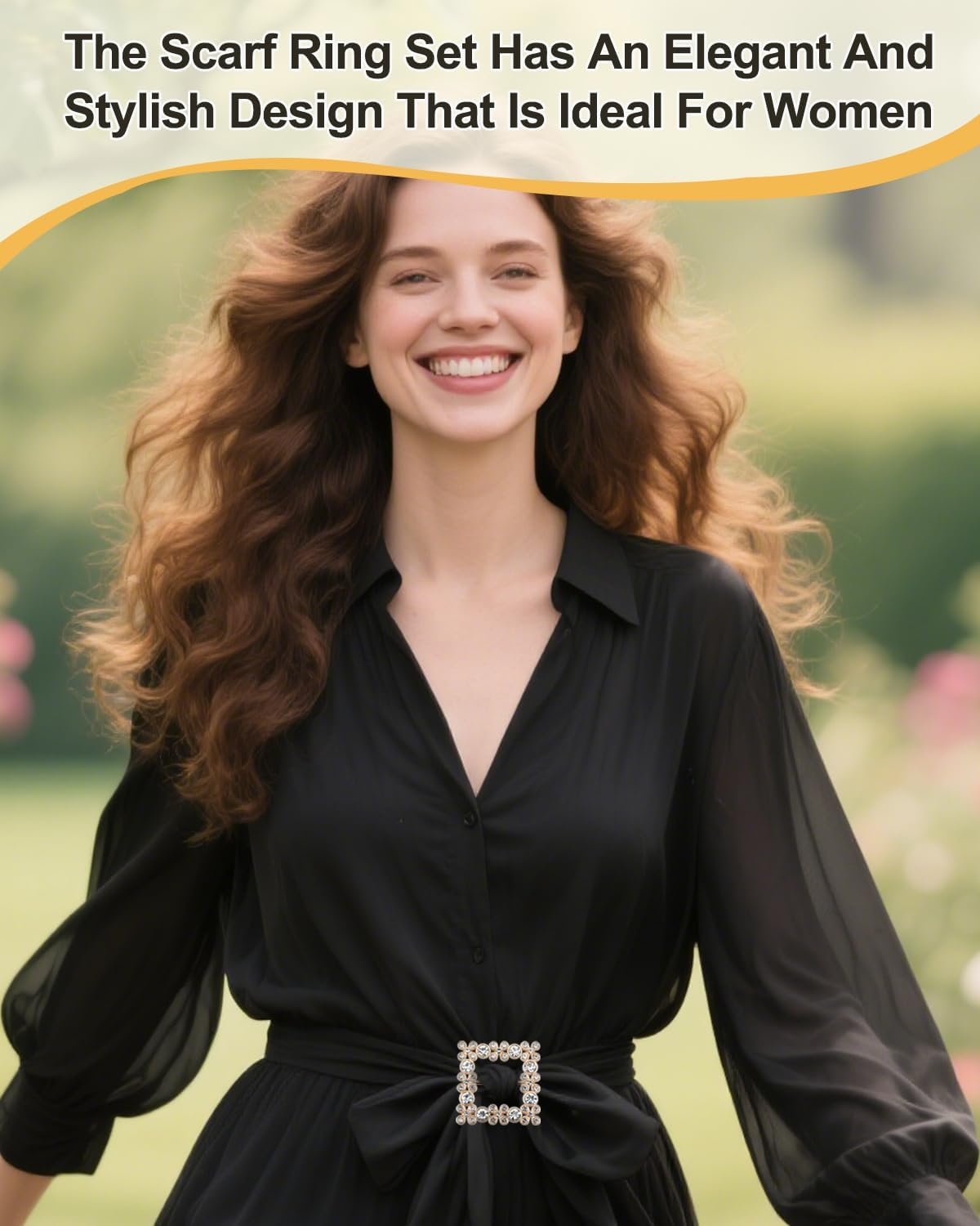 6PCS Silk Scarf Ring Clip, T-Shirt Tie Clips for Women Girls Fashion Metal Circle Buckle, Waist Clothes Corner Button, Shirt Waist Cinch Clips Tightener with 1 Storage Bag image number 2