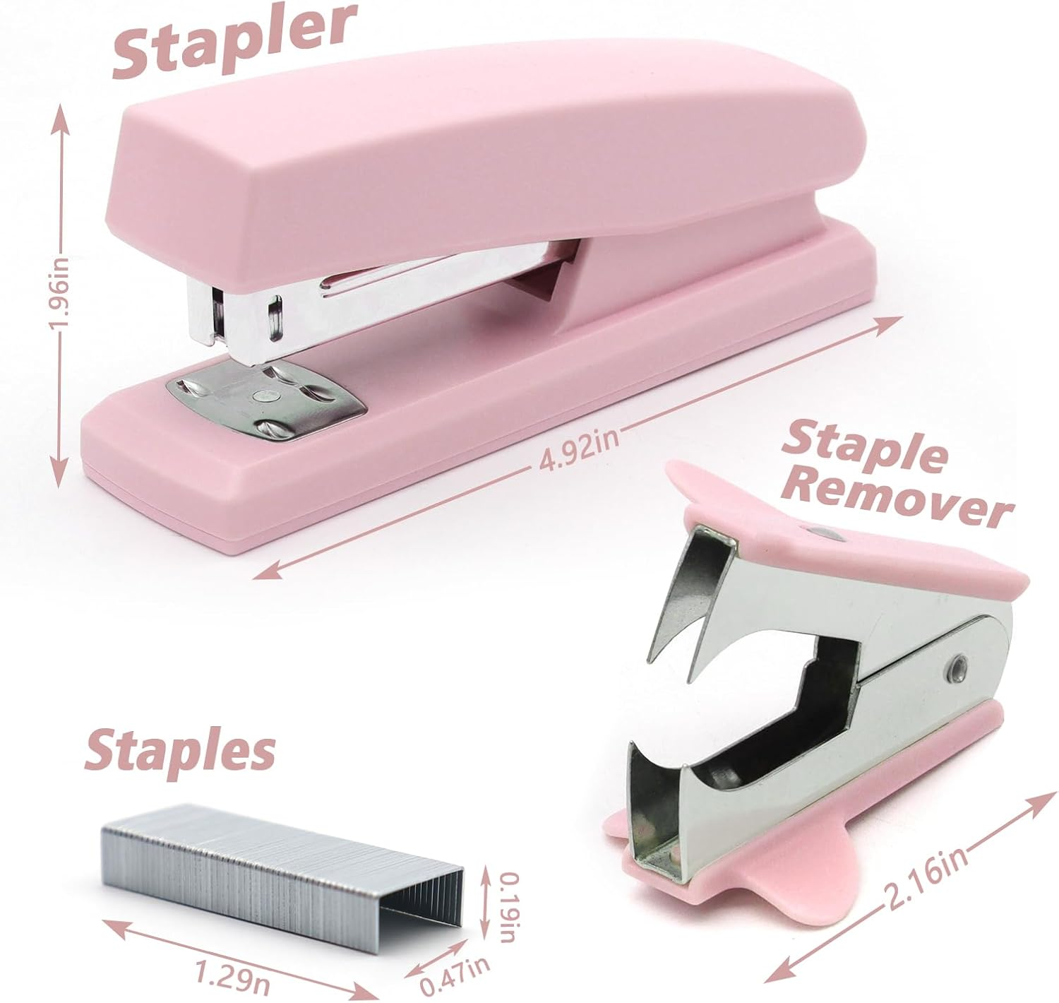Pink Office Stapler, 25 Sheet Capacity with 2000 Staples and Staple Remover, Desktop Stapler,Pink Office Supplies for Students and Office Clerks image number 1