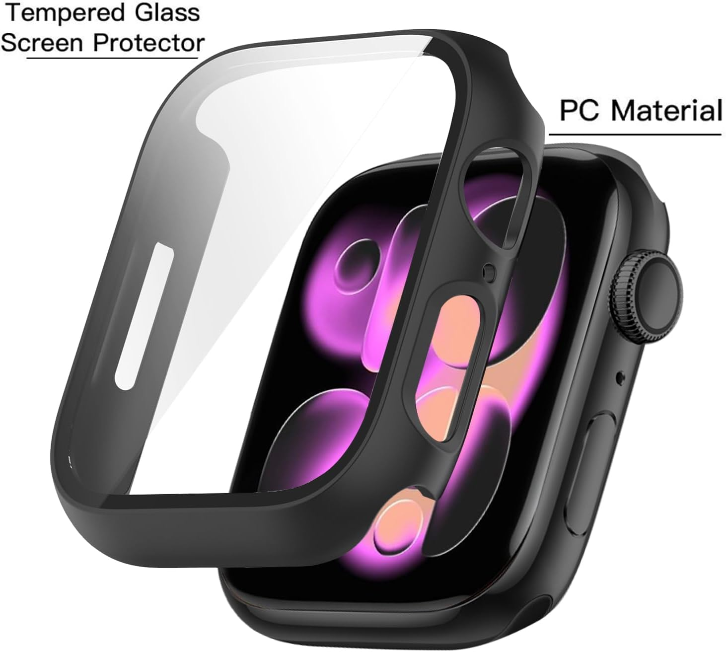 T Tersely(3 Pack) Case Compatible with Apple Watch Series 11/10-46Mm, Built-In Thin HD Tempered Glass Screen Protector Overall Cover Replacement for Iwatch S11/S10 2024 2025 - Black image number 6