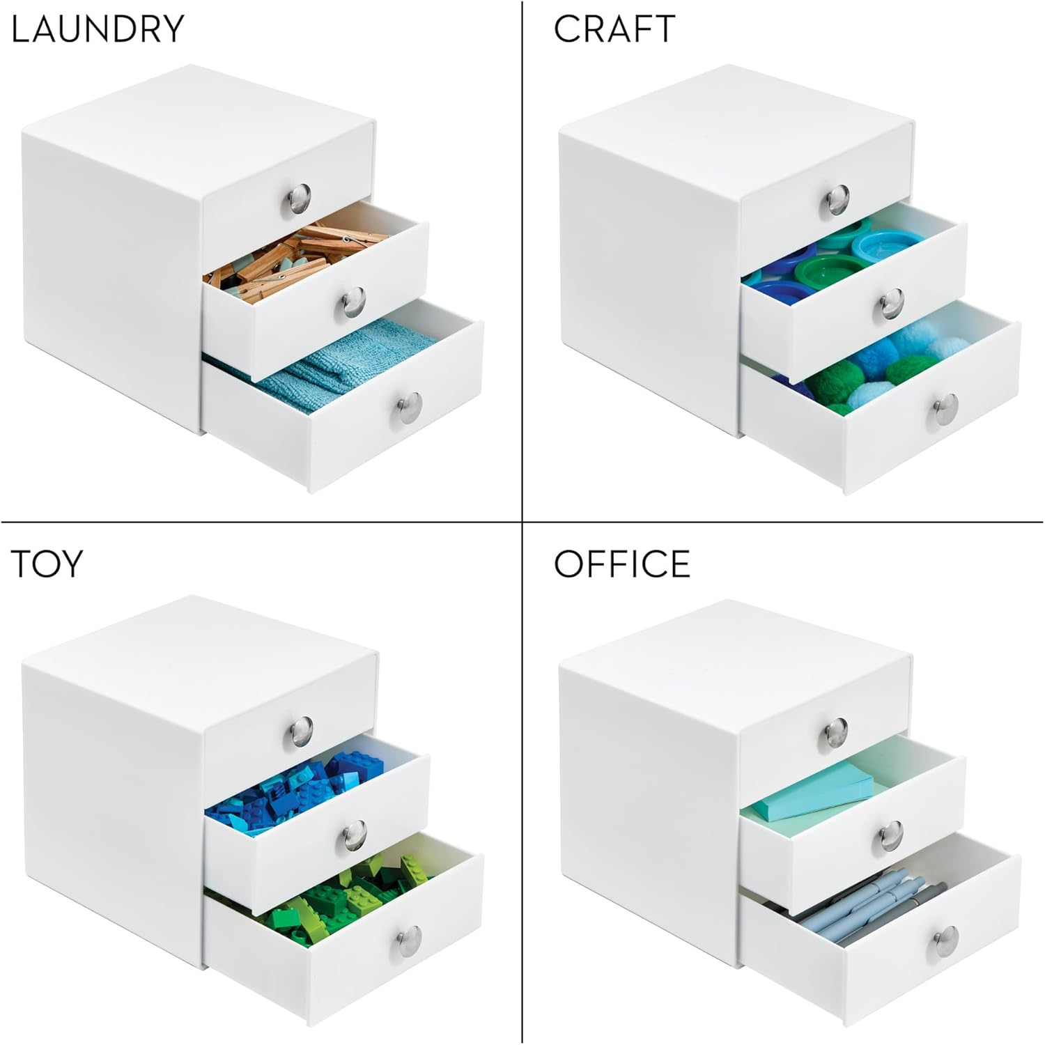 Interdesign 35301EU Makeup Storage Drawers, Plastic Desktop Drawer Organiser, White image number 1