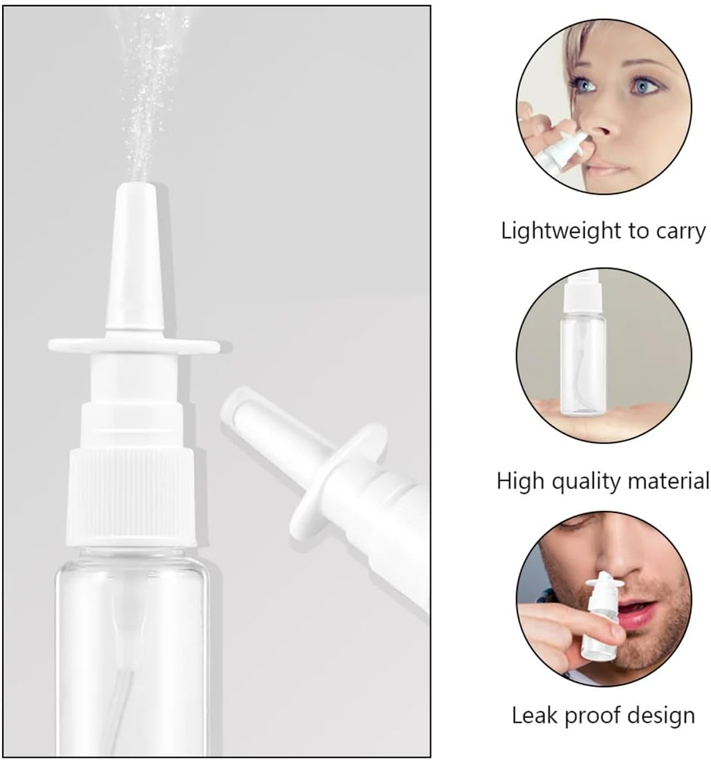 NTRUXZP Pack of 5 Nose Spray Bottles, 20 Ml Transparent Empty Nose Spray, Reusable Nose Spray Bottles, Small Bottles, Fine Spray Mist, Essential Oils, Saline Solution