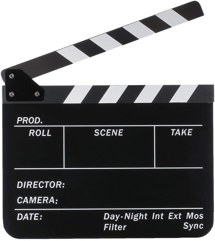 Coolbuy112 Movie Directors Clapboard, Photography Studio Video TV Acrylic Clapper Board Dry Erase Film Slate Cut Action Scene Clapper with a Magnetic Blackboard Eraser and Two Custom Pens, Black image number 5