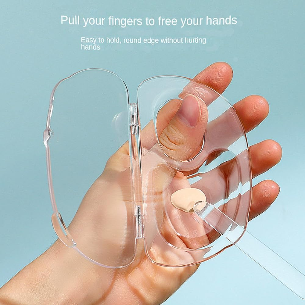 180 Degree Handheld Folding Acrylic Makeup Mixing Palette with Transparent Spatula and Felt Bag for Mixing Eyeshadow Liquid Foundation Cosmetic Pigment, and More image number 3