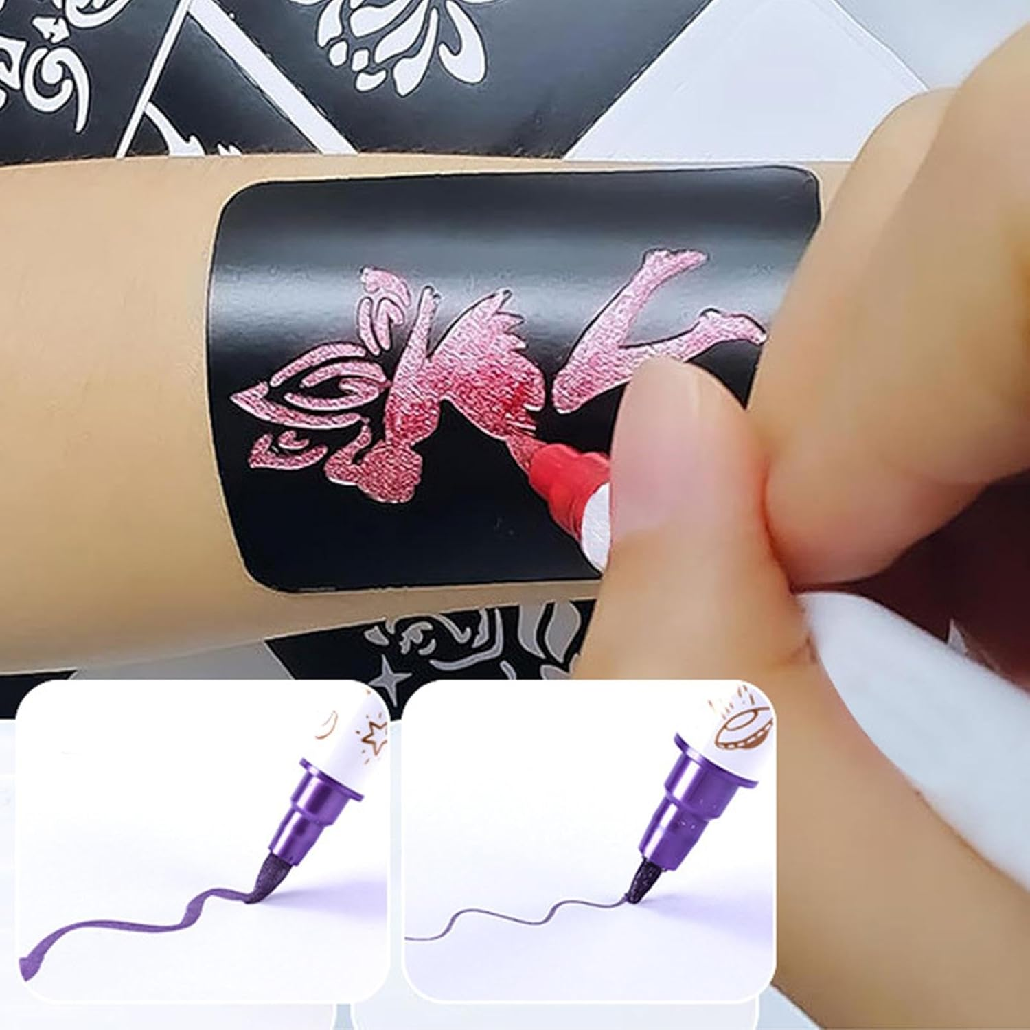 Nail Painting Pens | 10X Double-Ended Nails Painting Pens,Home and Salon Use Scrapbook Highlighter Fingernails Beauty Maker for Mother, Wife image number 5