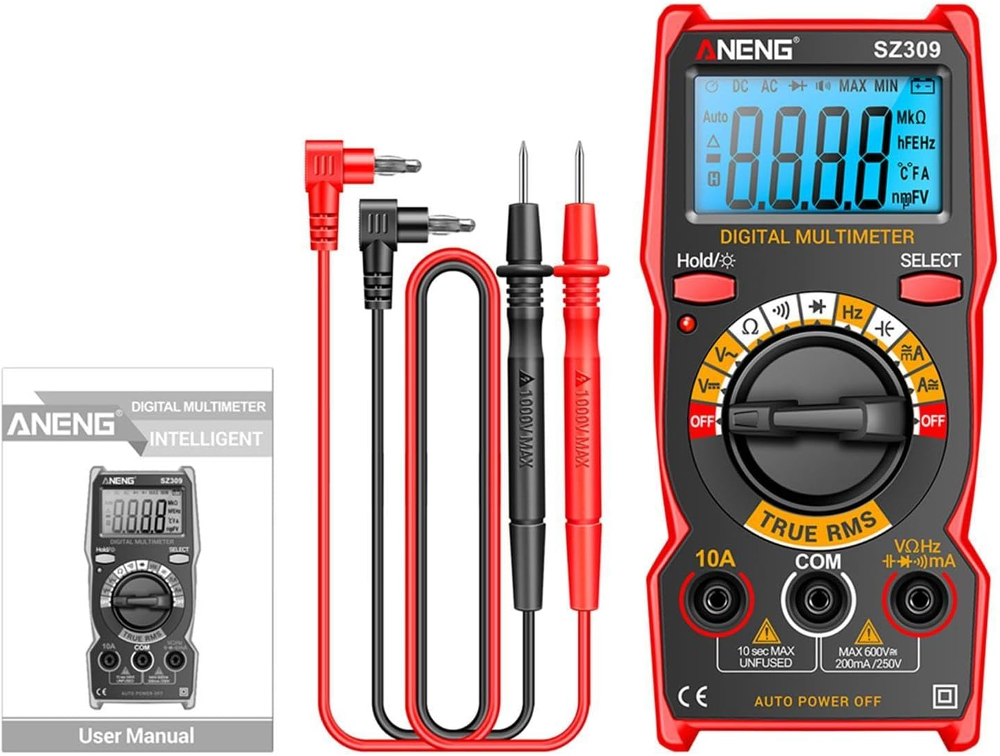 Abbraccia Digital Multimeter Multiuse Current Meter Sturdy Voltage Tester Small Multi Testers for Fuses Automotive Troubleshooting image number 4