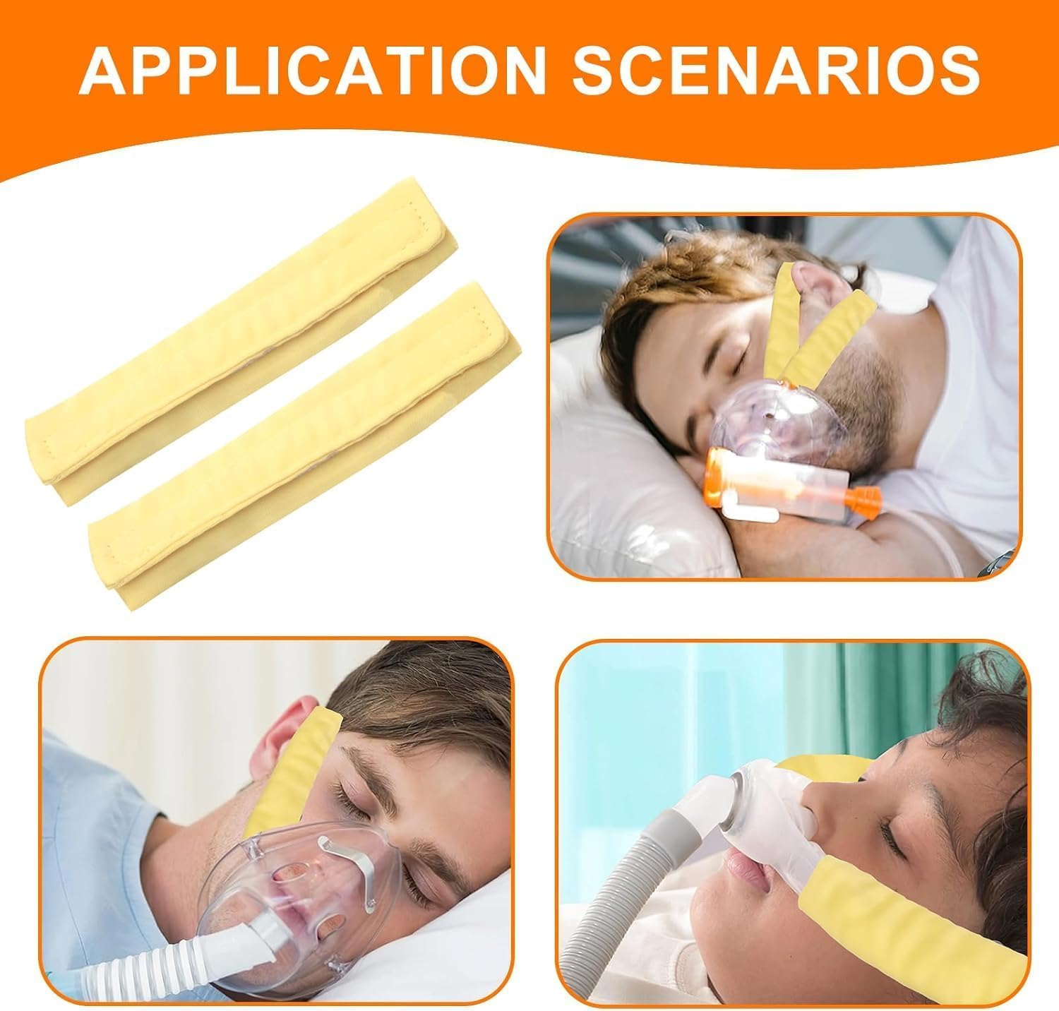 HDBHBH 6 Pack Satin CPAP Mask Strap Covers, Universal Reusable Headgear Pads for CPAP Accessories, Soft Face Cushion Covers to Reduce Red Marks & Irritation (Yellow) image number 3