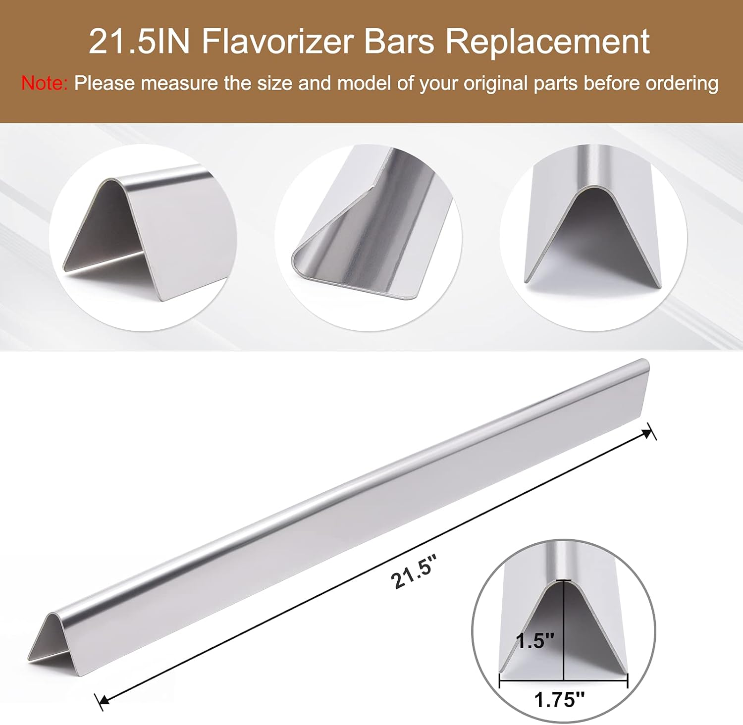Criditpid 21.5 Inch 7534 Flavorizer Bars Compatible for Weber Spirit 200 Series, Weber Spirit E210, S210, Spirit 500 and Genesis Silver a Grills, 5-Pack 7535 Flavor Bars for Weber Spirit 500 Gril image number 3