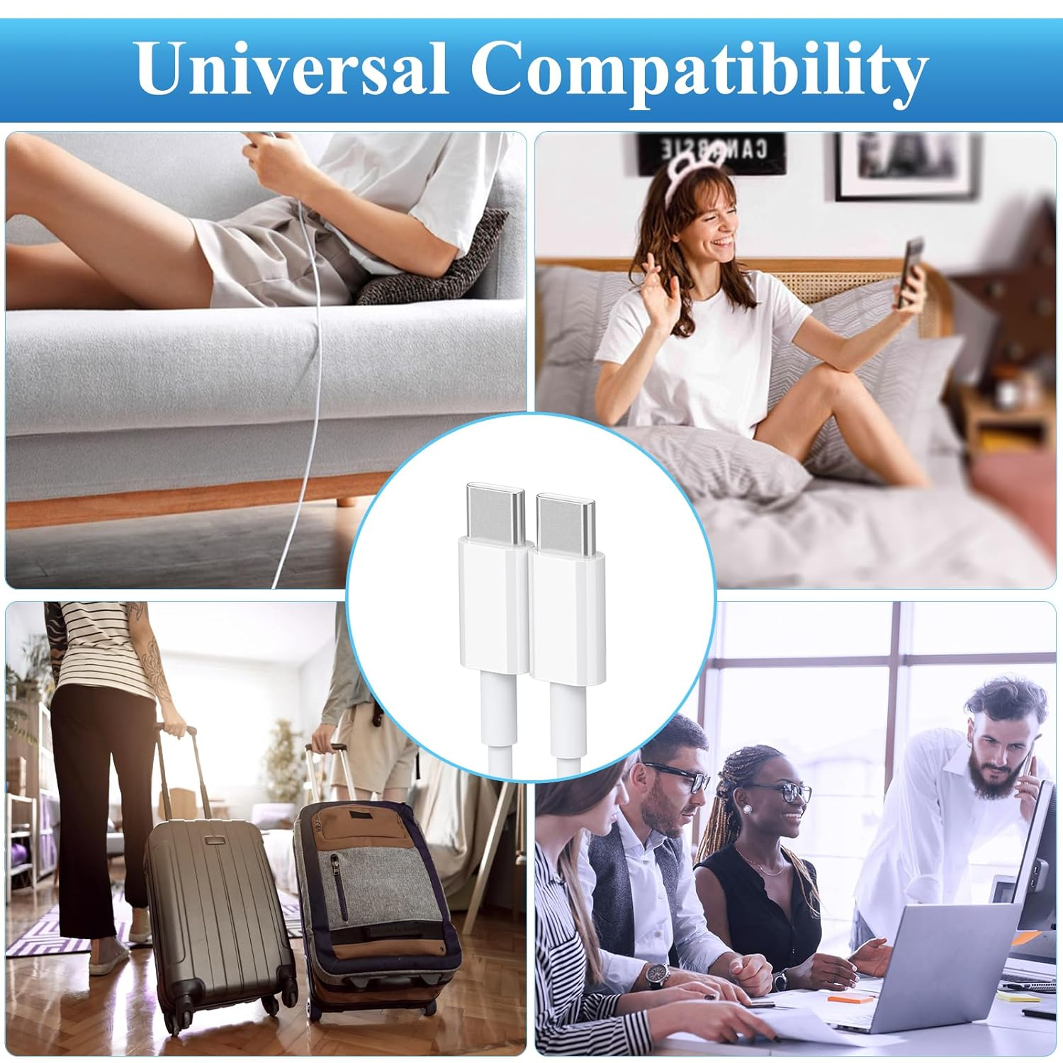 2Pack USB C to USB C Cable for Samsung Galaxy S25/S24/S23/S22 Ultra, 1M/3.3Ft 60W USB Type C PD Fast Charging Cable for Galaxy A56/A05S, Tab A9+ S9 S10 (1M/3.3Ft) image number 3