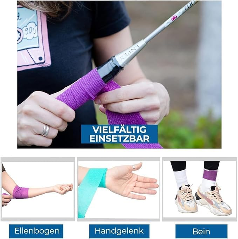 Self Adhesive Bandage Cohesive Bandage,12Roll Self Adhesive Bandage Wrap Elastic Cohesive Wrap,Self Adhesive Cohesive Bandages Elastic Athletic Sports Tape,Athletic Elastic Cohesive Bandage for Sports image number 4