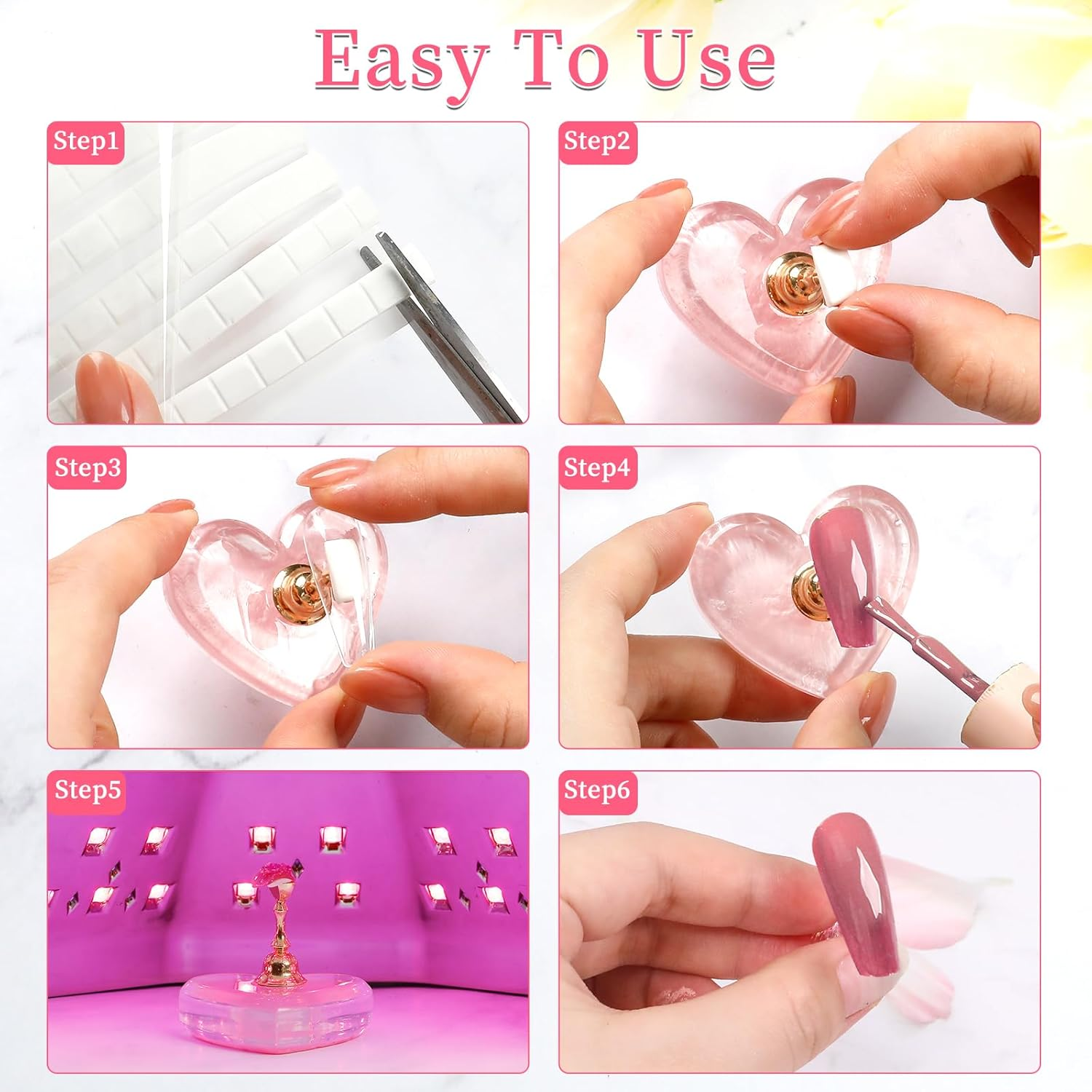 BQAN Nail Stand for Press Ons Acrylic Nail Holder for Painting Nails, Nail Practice Tools with Reusable Putty - Nail Tech Must Haves Nail Supplies for Homes and Salons (Pink) image number 3