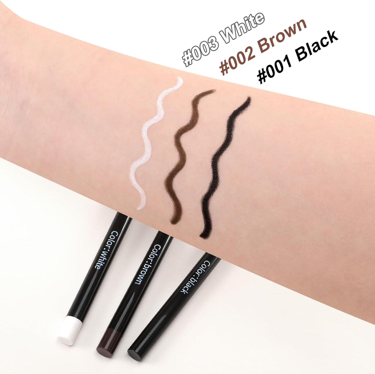 Waterproof Eyeliner Pen,Long-Lasting Cream Eyeliner Pencil,Highly Pigmented Eye Makeup Pen with up to 24Hr,Black Brown White image number 3