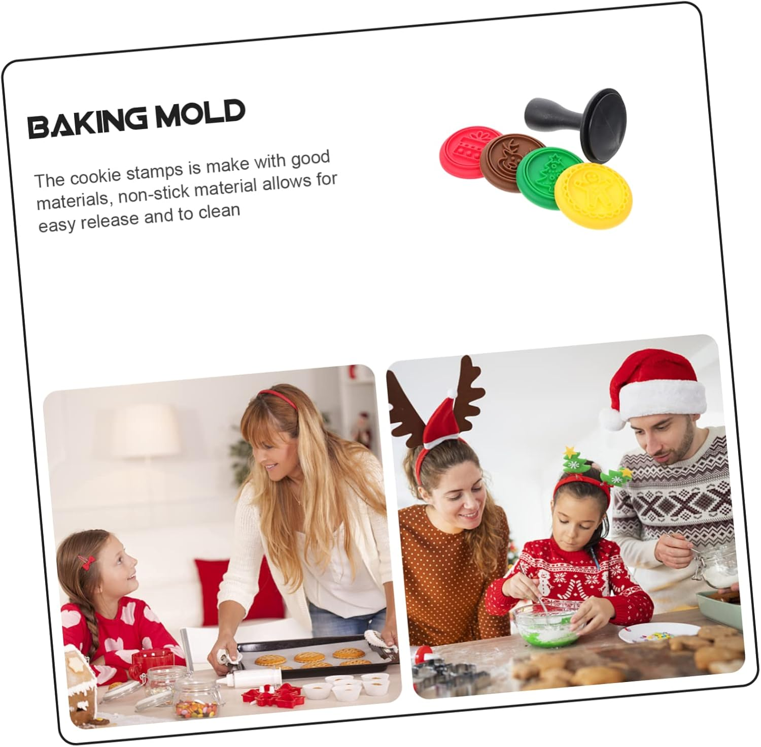 Christmas Silicone Cookie Stamp Mold Baking Tools for Home DIY Christmas Biscuits Random Style image number 4