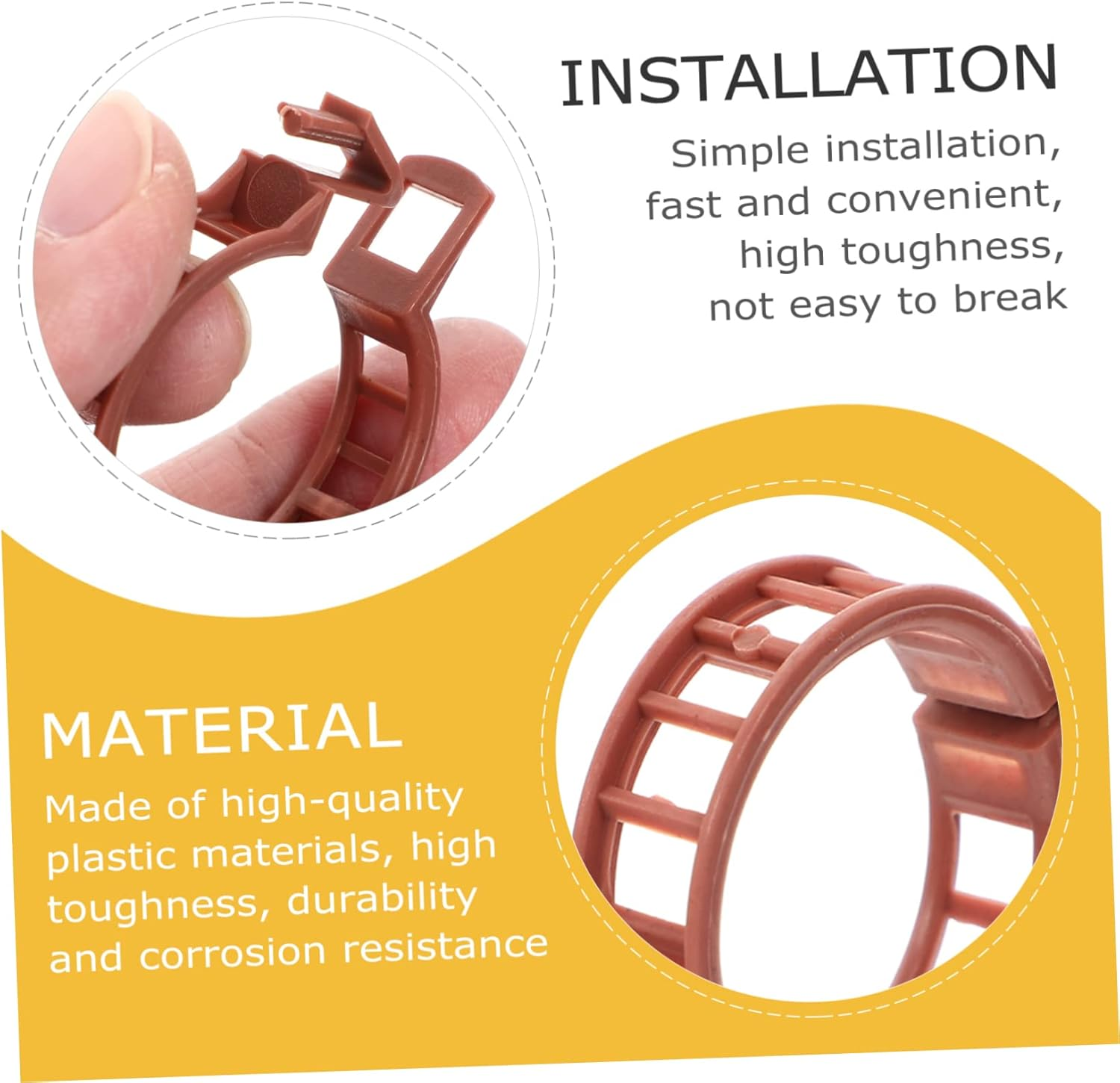 Kisangel 100Pcs Plastic Plant Clips Gardening Clamps Tomato Stem Support Fixing Clips 32Mm Diameter Brown for Garden Plant Growth and Vine Stabilizing image number 5