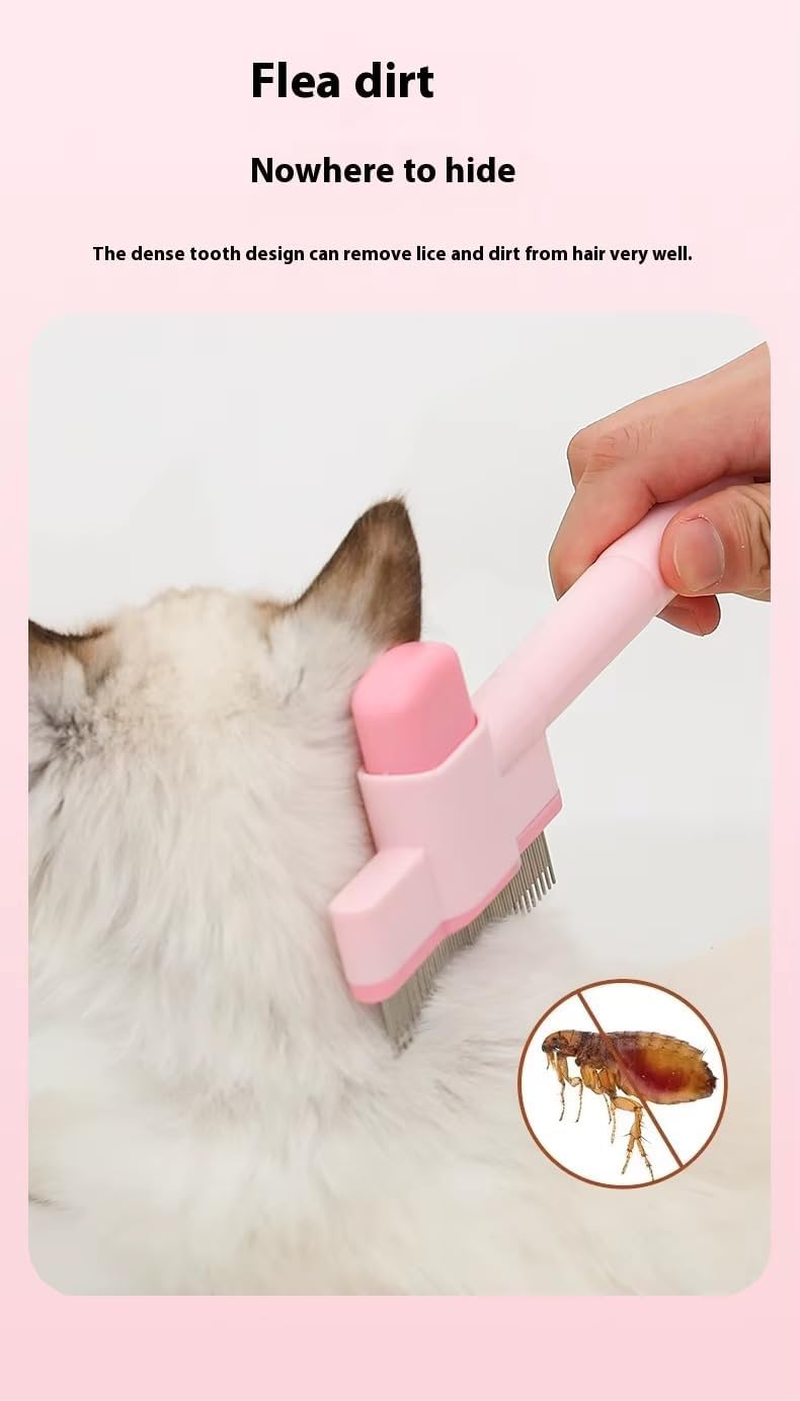 Flea Comb for Cats & Dogs &ndash; Pet Grooming Brush for Shedding & Hair Removal, Dual-Sided Stainless Steel Teeth for Long & Short Hair, Deshedding Tool for All Breeds image number 4