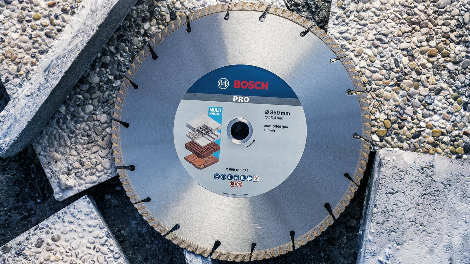 Bosch 1 X Pro Multi Material Diamond Cutting Discs for 25.4 Mm Bore and Table and Petrol Saws (For Concrete, Reinforced Concrete, Diameter 300 Mm, Professional Accessories Table Saw, Petrol Saw) image number 2