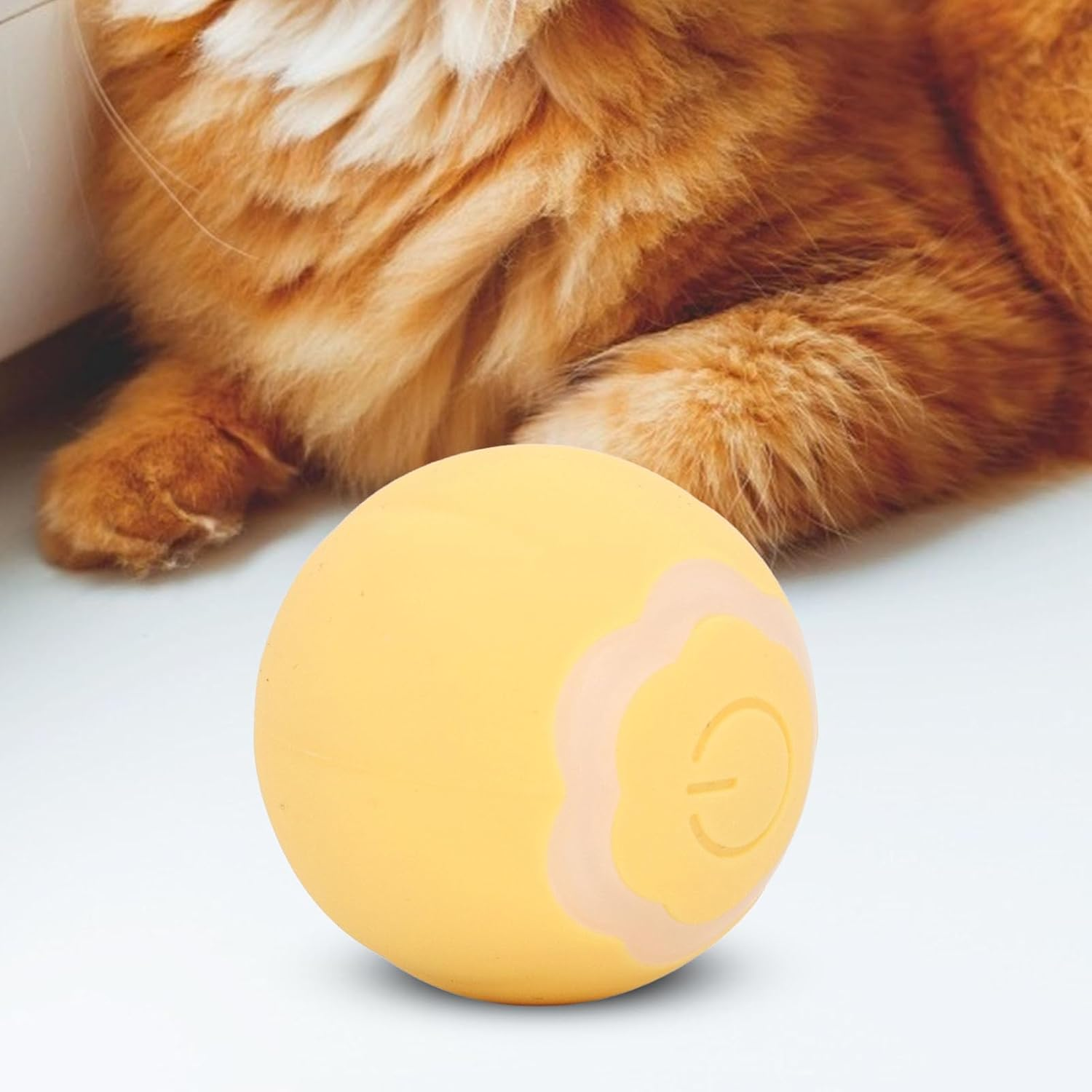 Smart Interactive Cat Ball Toy, Automated Rolling 360 Degree Rotating Moving USB Charging Cat Ball with LED Lights for Cat, Dog, Pet, Stimulate Instinct Chasing Ball (Yellow) image number 4