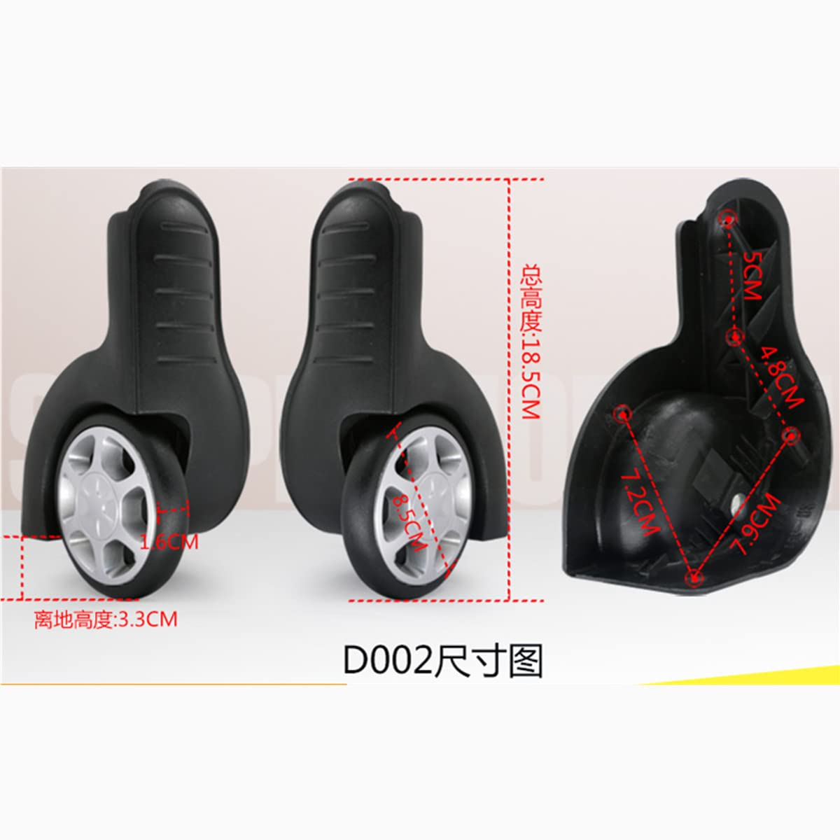 Alturn Suitcase Wheel, Suitcase Wheel Replacement Direction Replacement Luggage Wheel Suitcase Travel Case Repair DIY (DL-D002) (Color: Black) image number 1