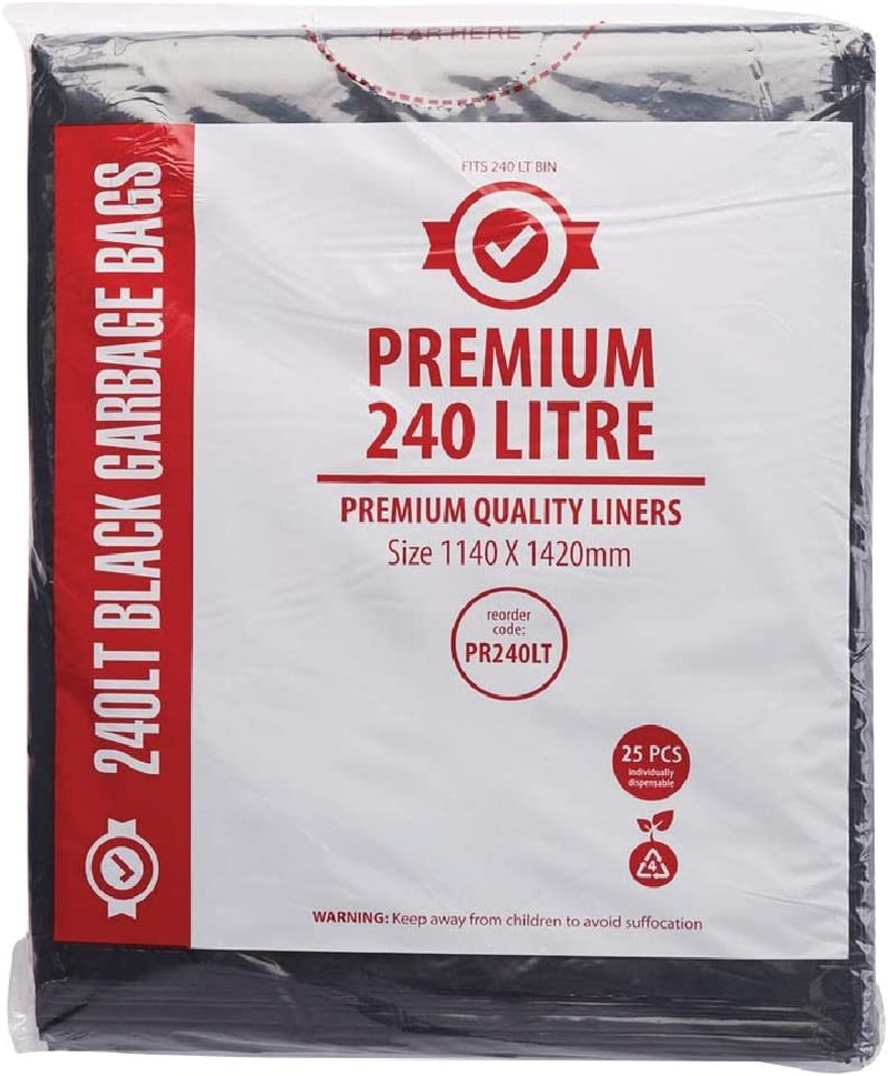 Jantex Premium Garbage Bag, 240 Litre, Black (Pack of 25)