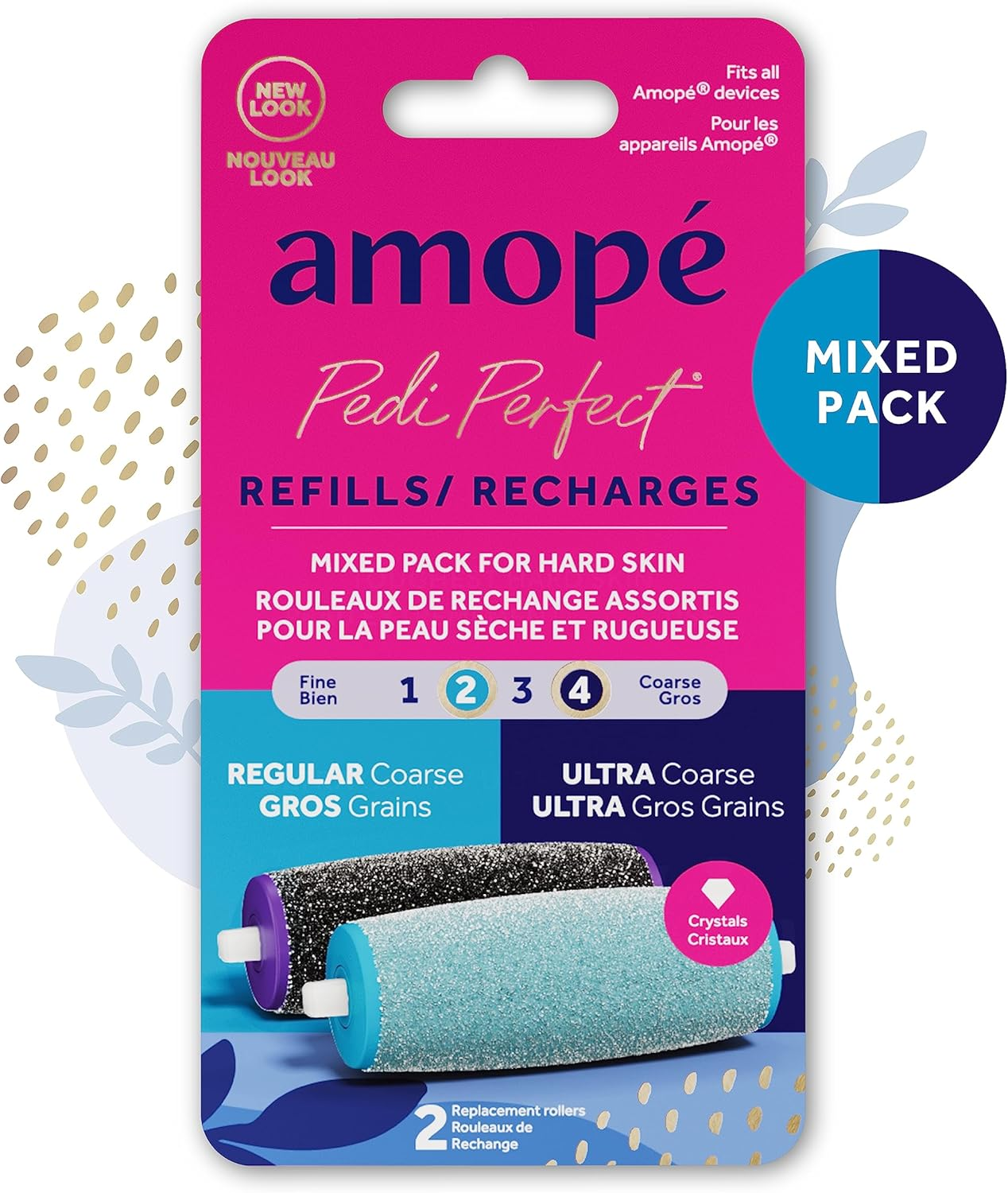 Amope Pedi Perfect Electronic Foot File Mixed Refills, 2 Count, Regular & Extra Coarse image number 4