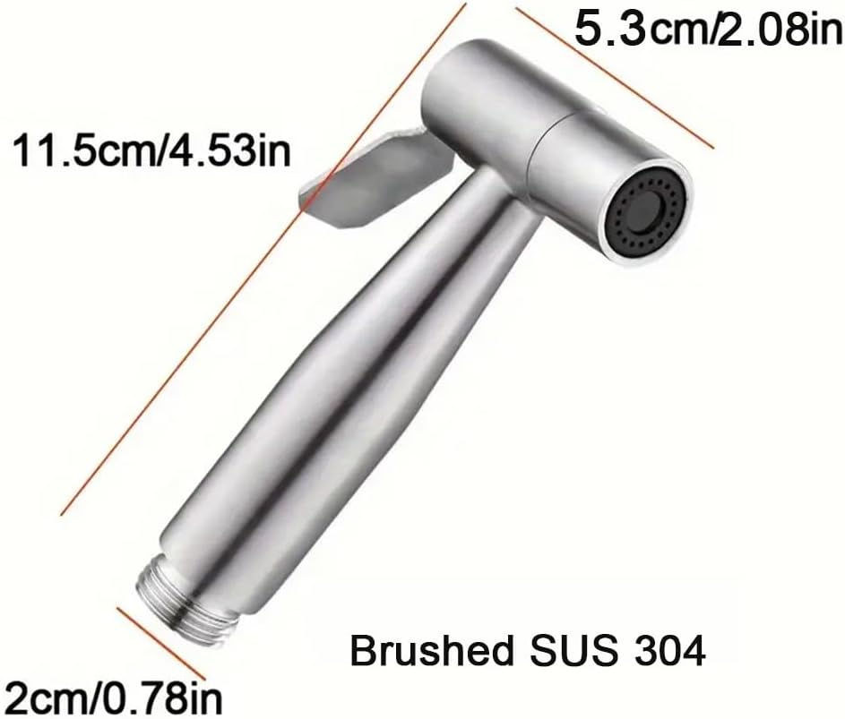 Toilet Bidet Sprayer Hose Kit with Hanger,Spray Bidet Attachment Water Pressure Control Adjustable Stainless Steel Diaper Bidet Toilet Water Spray Gun for Washing Bath Pet Shower NO T Valve (1Pc) image number 6