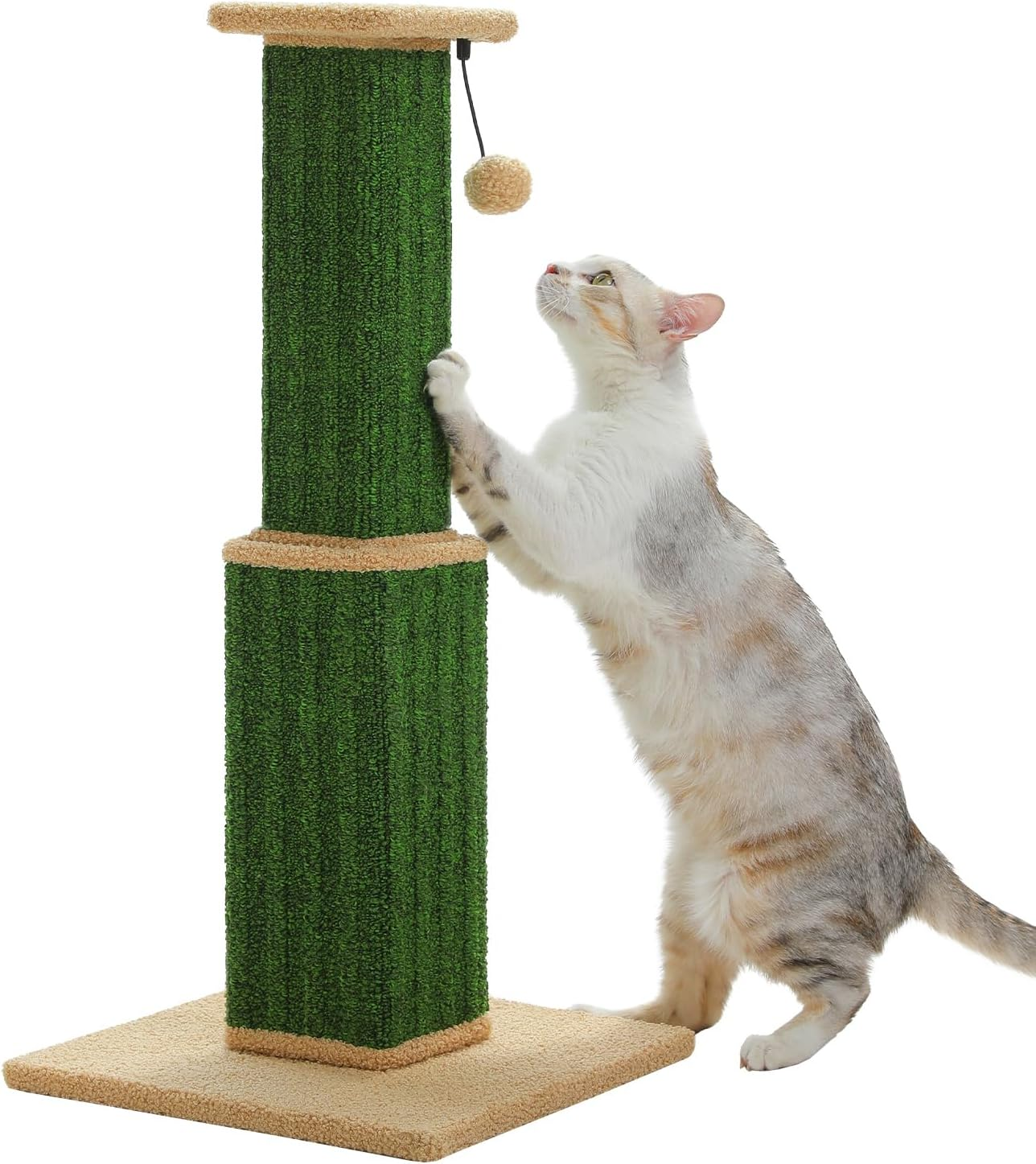 PAWZ Road 82Cm Cat Tree Ultimate Cat Scratching Post with Carpet Covered Scratcher and Pompom Ball Green